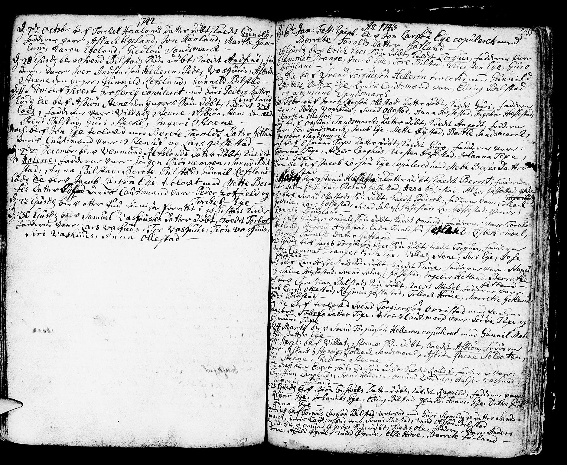 Helleland sokneprestkontor, SAST/A-101810: Ministerialbok nr. A 1 /3, 1713-1761, s. 235