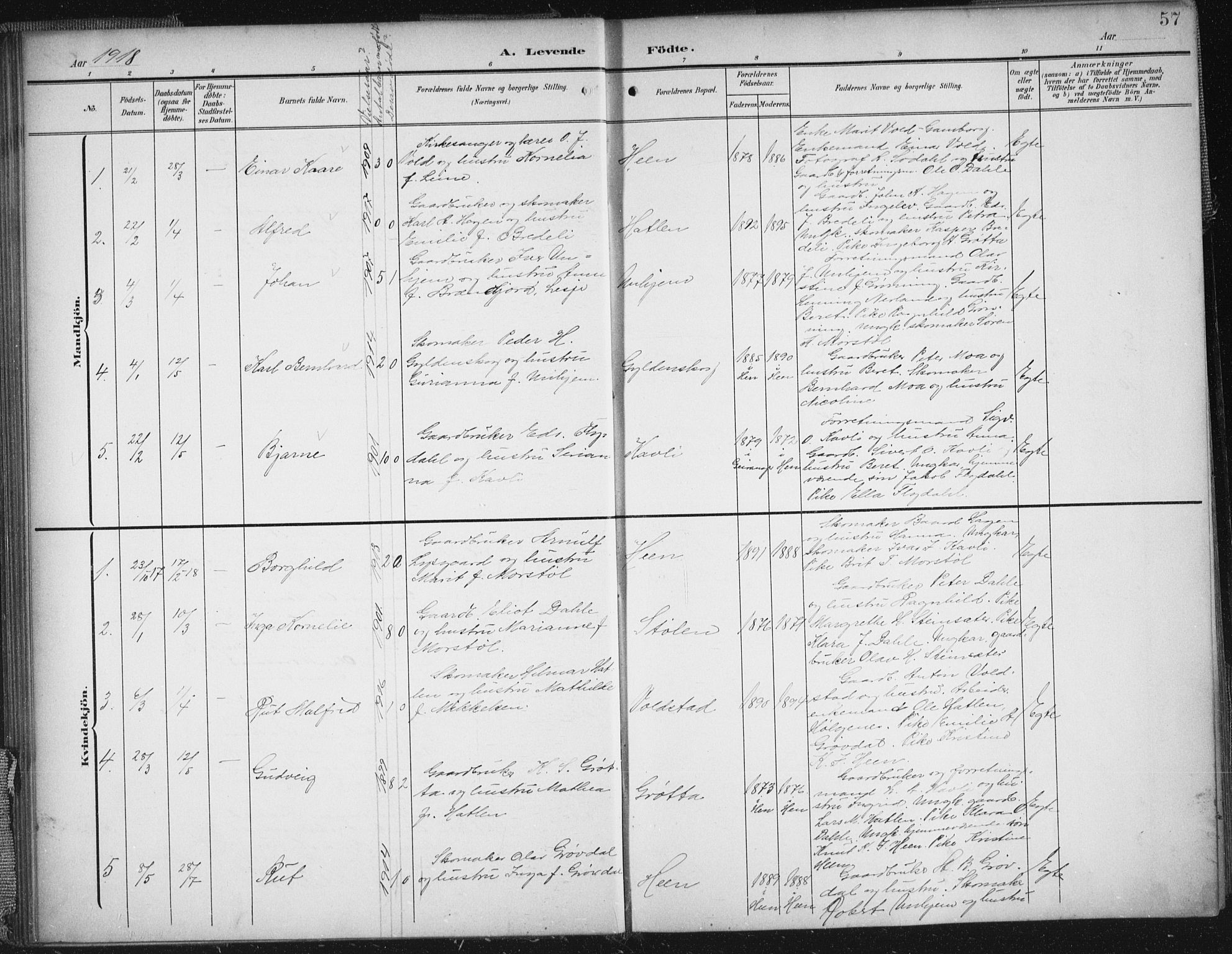 Ministerialprotokoller, klokkerbøker og fødselsregistre - Møre og Romsdal, SAT/A-1454/545/L0589: Klokkerbok nr. 545C03, 1902-1937, s. 57