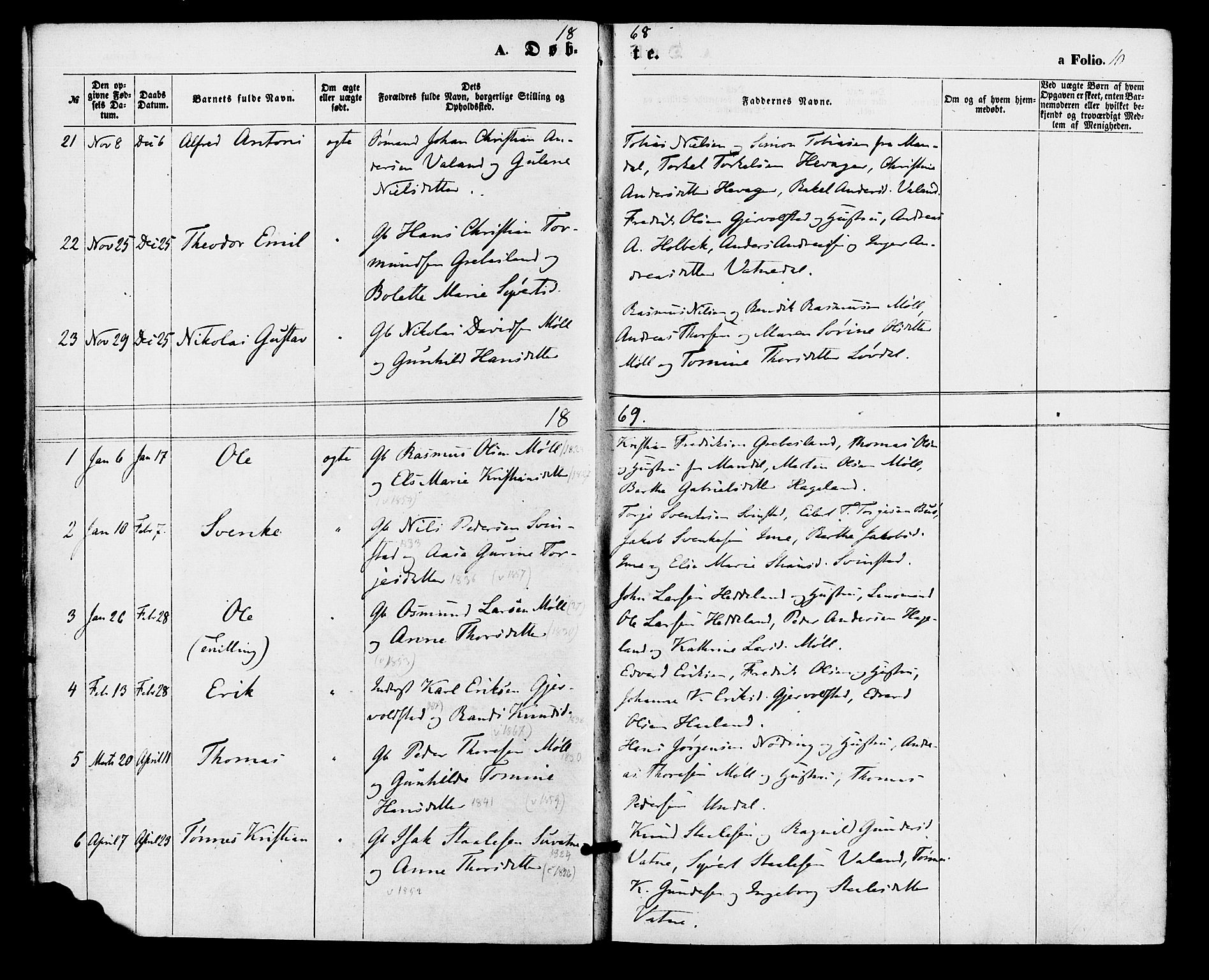Holum sokneprestkontor, AV/SAK-1111-0022/F/Fa/Faa/L0006: Ministerialbok nr. A 6, 1865-1883, s. 10