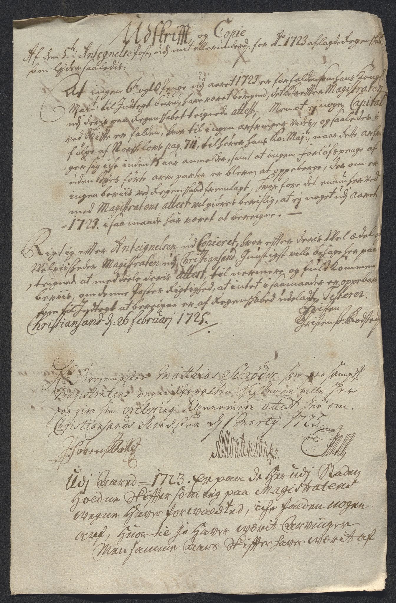 Rentekammeret inntil 1814, Reviderte regnskaper, Byregnskaper, AV/RA-EA-4066/R/Rm/L0286: [M19] Sikt og sakefall, 1719-1727, s. 253