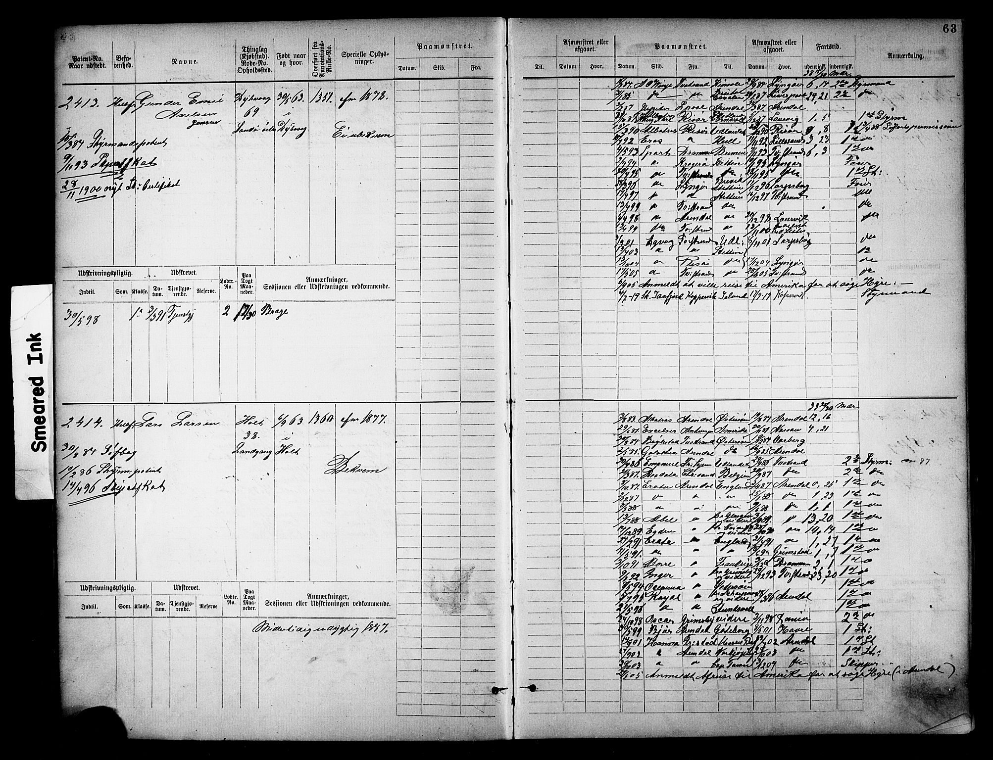 Tvedestrand mønstringskrets, SAK/2031-0011/F/Fb/L0018: Hovedrulle nr 2289-3056, U-34, 1882-1892, s. 67