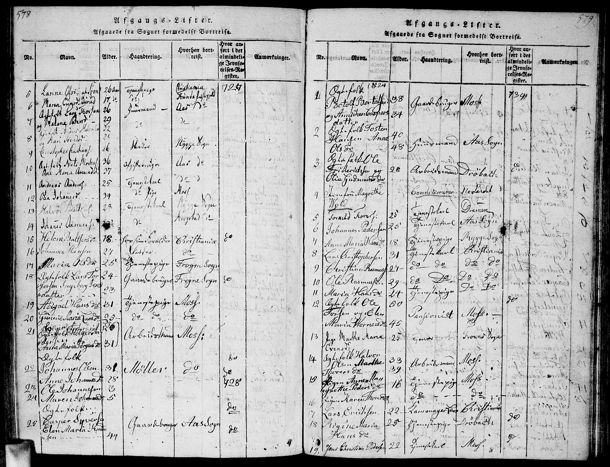 Vestby prestekontor Kirkebøker, AV/SAO-A-10893/G/Ga/L0001: Klokkerbok nr. I 1, 1814-1827, s. 578-579