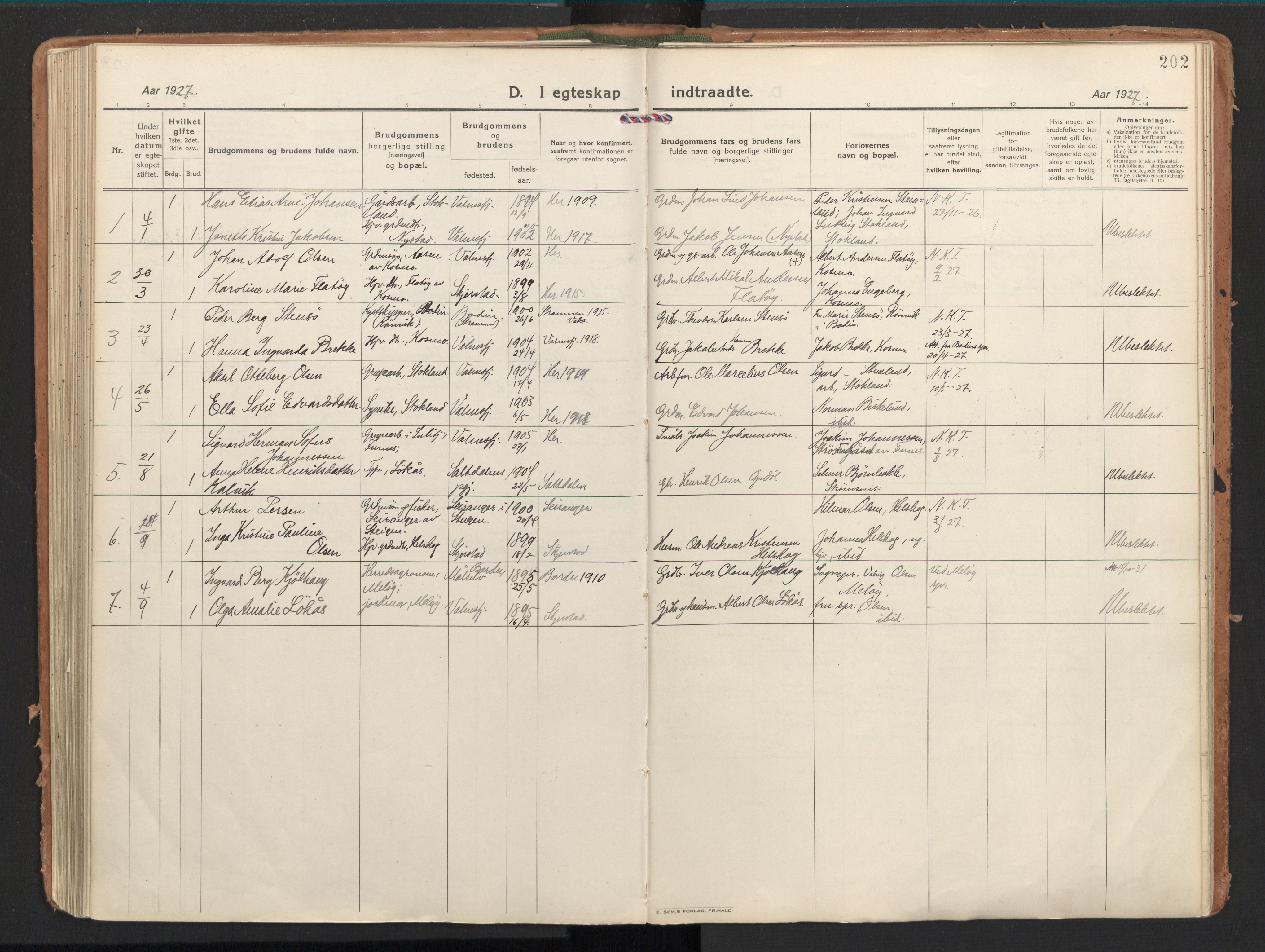 Ministerialprotokoller, klokkerbøker og fødselsregistre - Nordland, AV/SAT-A-1459/851/L0725: Ministerialbok nr. 851A02, 1922-1944, s. 202