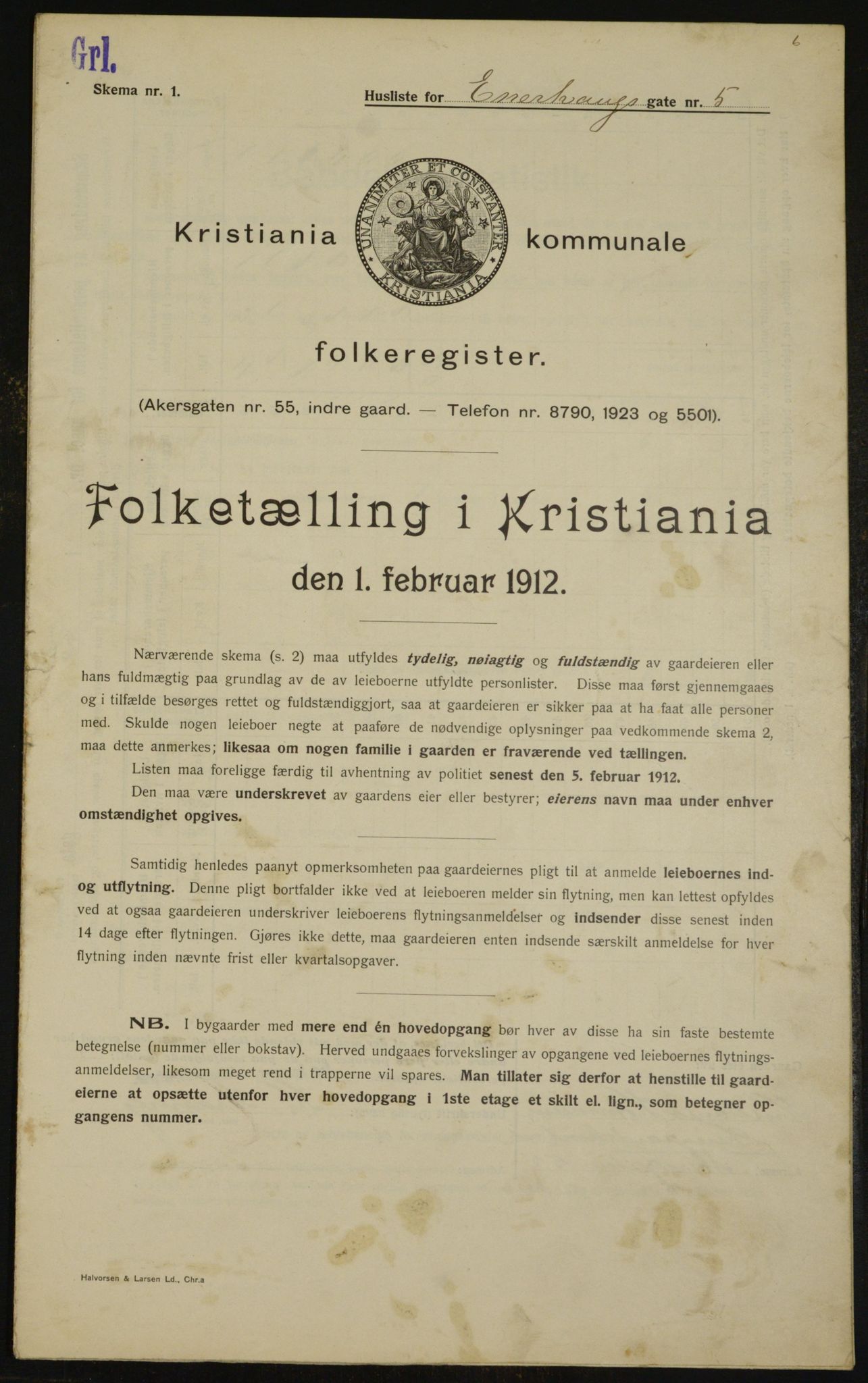 OBA, Kommunal folketelling 1.2.1912 for Kristiania, 1912, s. 21470