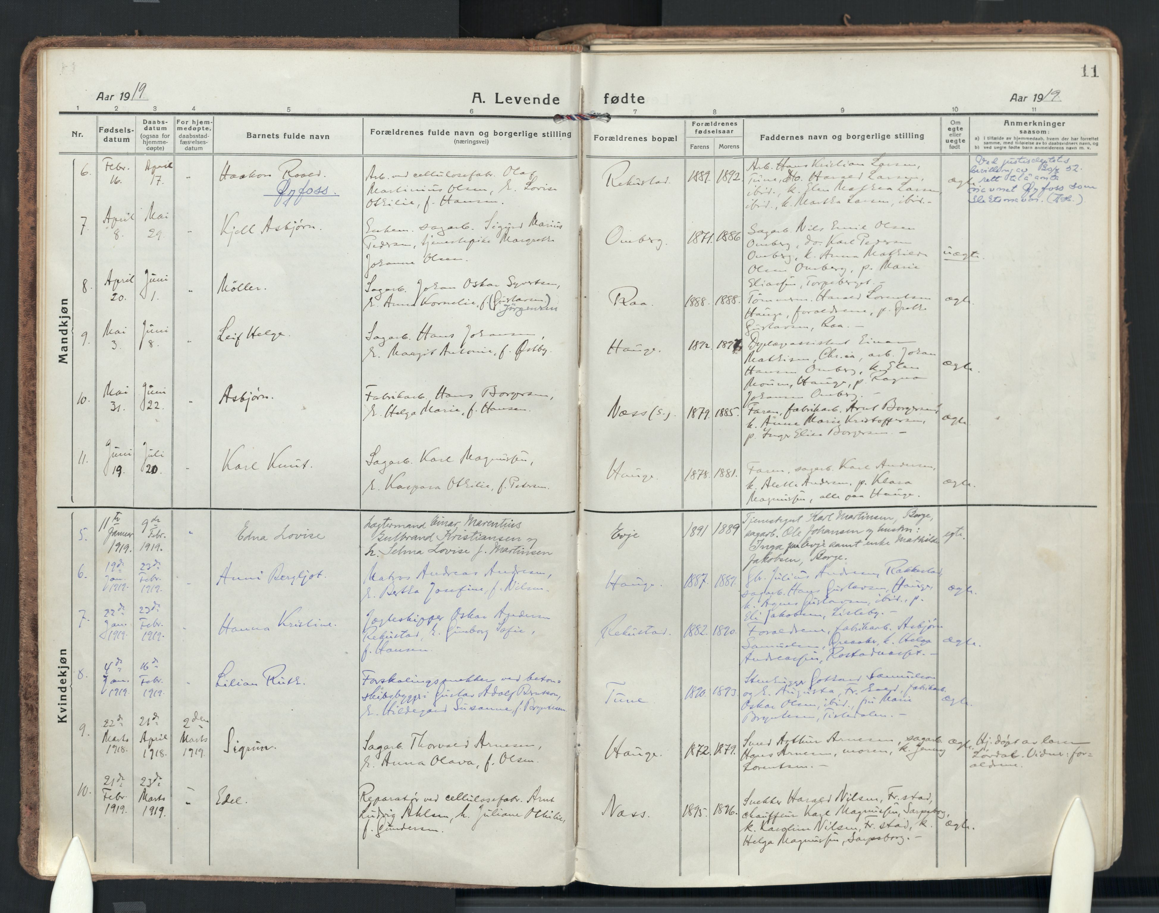 Rolvsøy prestekontor Kirkebøker, AV/SAO-A-2004/F/Fa/L0003: Ministerialbok nr. 3, 1917-1935, s. 11