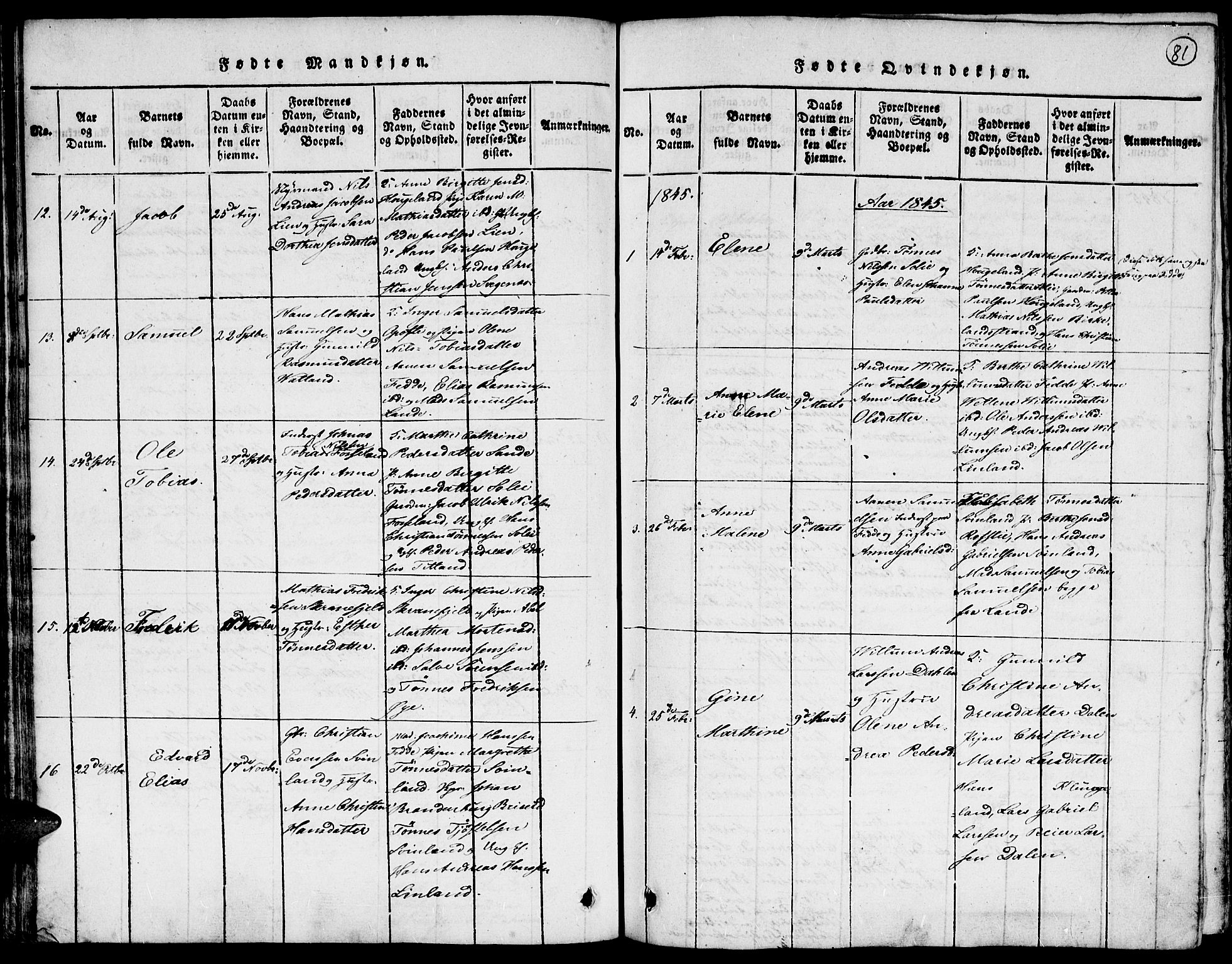 Kvinesdal sokneprestkontor, AV/SAK-1111-0026/F/Fa/Faa/L0001: Ministerialbok nr. A 1, 1815-1849, s. 81