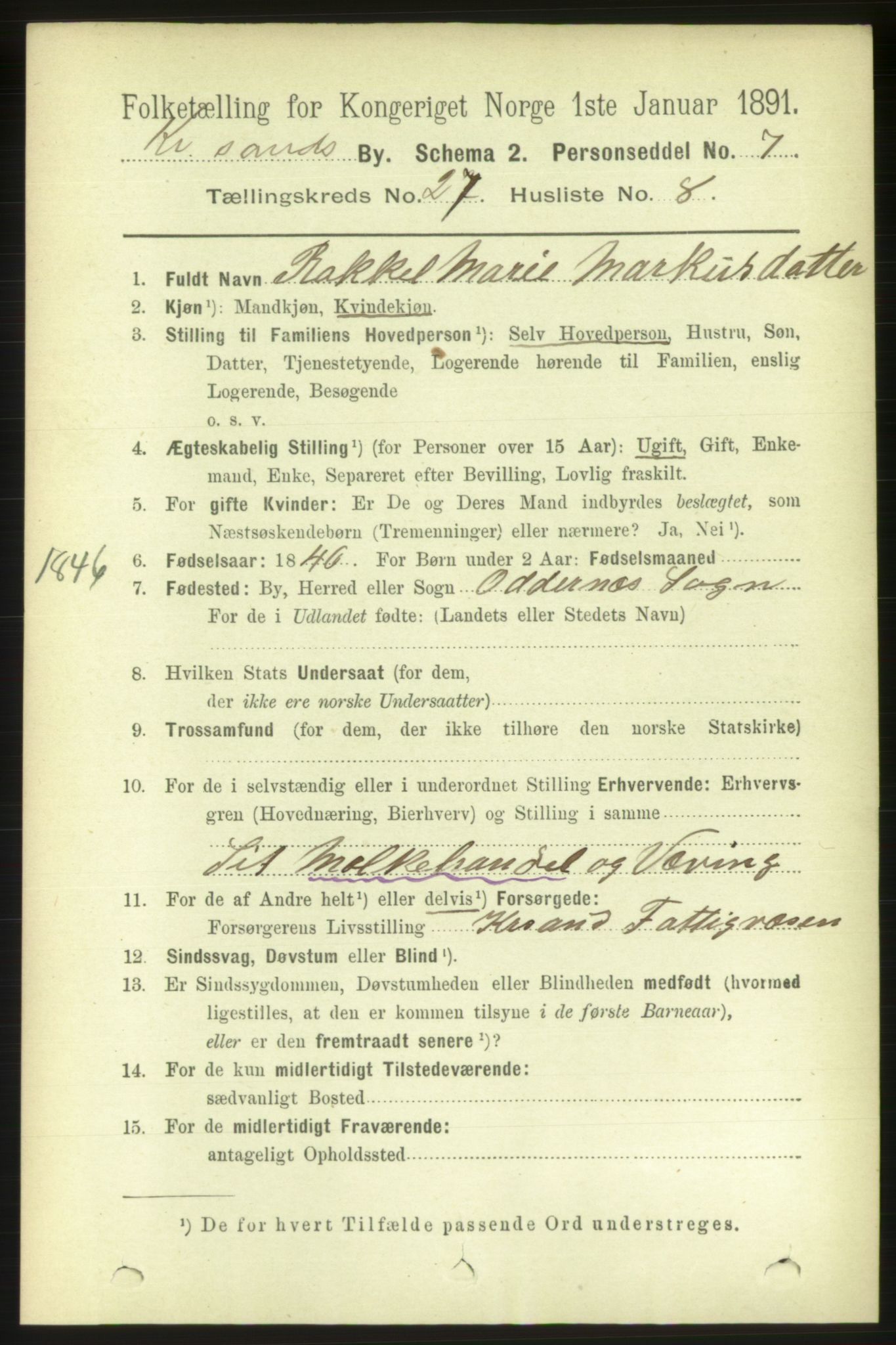 RA, Folketelling 1891 for 1001 Kristiansand kjøpstad, 1891, s. 9481