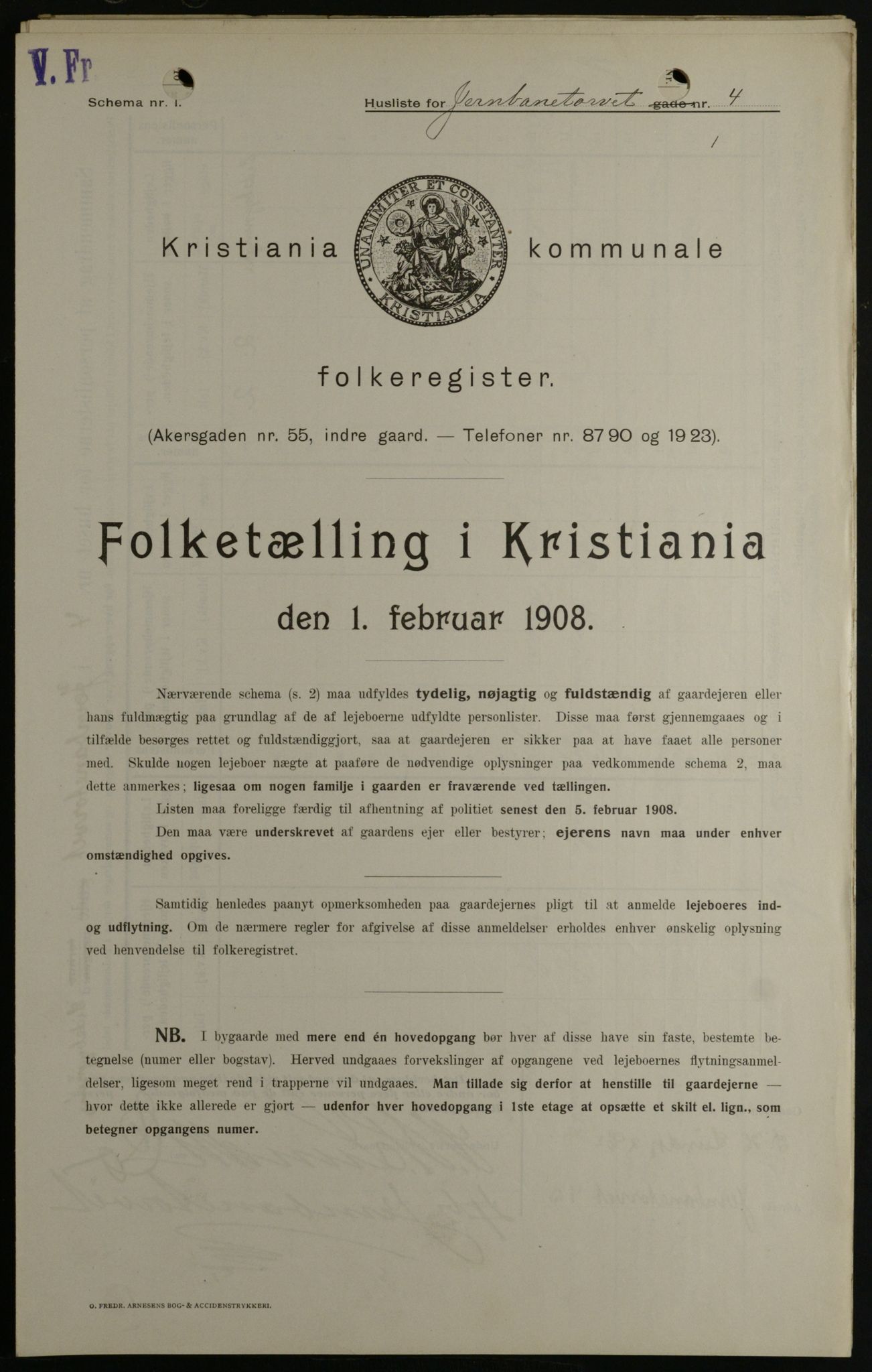 OBA, Kommunal folketelling 1.2.1908 for Kristiania kjøpstad, 1908, s. 41925