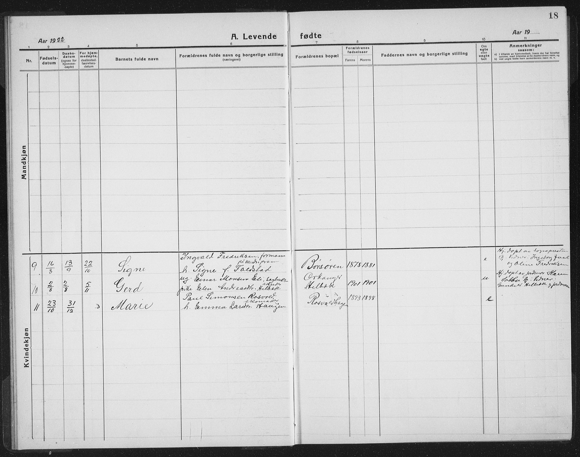 Ministerialprotokoller, klokkerbøker og fødselsregistre - Sør-Trøndelag, AV/SAT-A-1456/665/L0778: Klokkerbok nr. 665C03, 1916-1938, s. 18