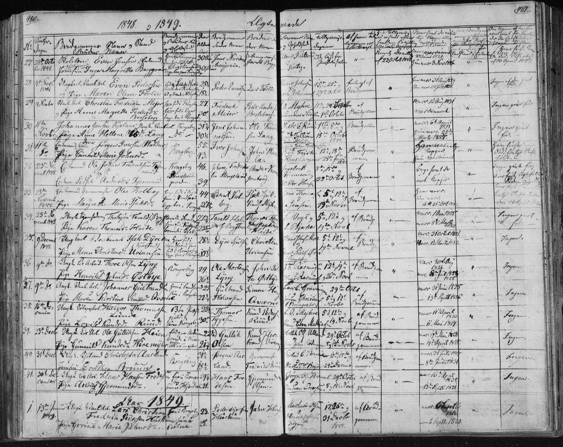 Kongsberg kirkebøker, AV/SAKO-A-22/F/Fa/L0009: Ministerialbok nr. I 9, 1839-1858, s. 480-481