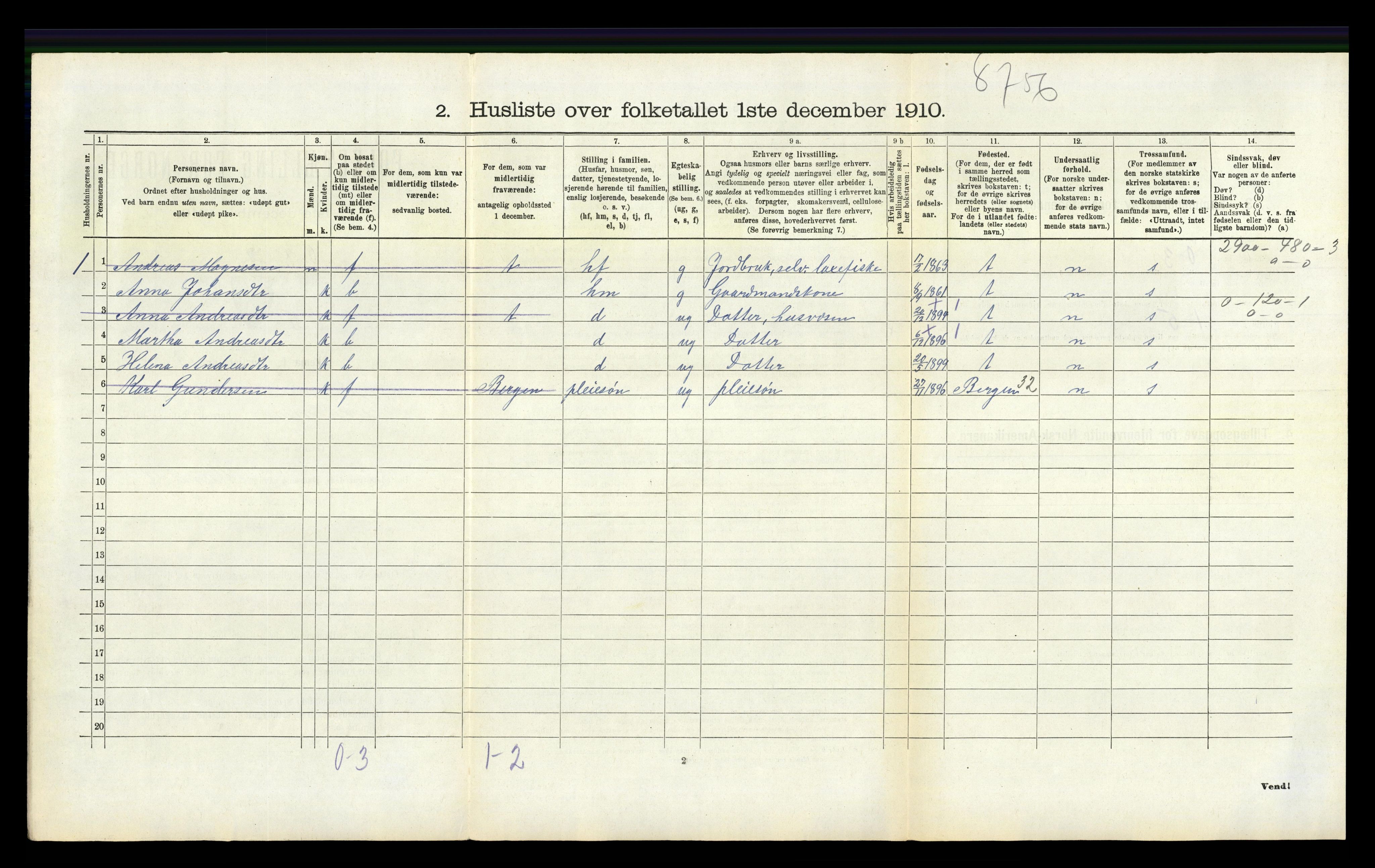 RA, Folketelling 1910 for 1254 Hamre herred, 1910, s. 173