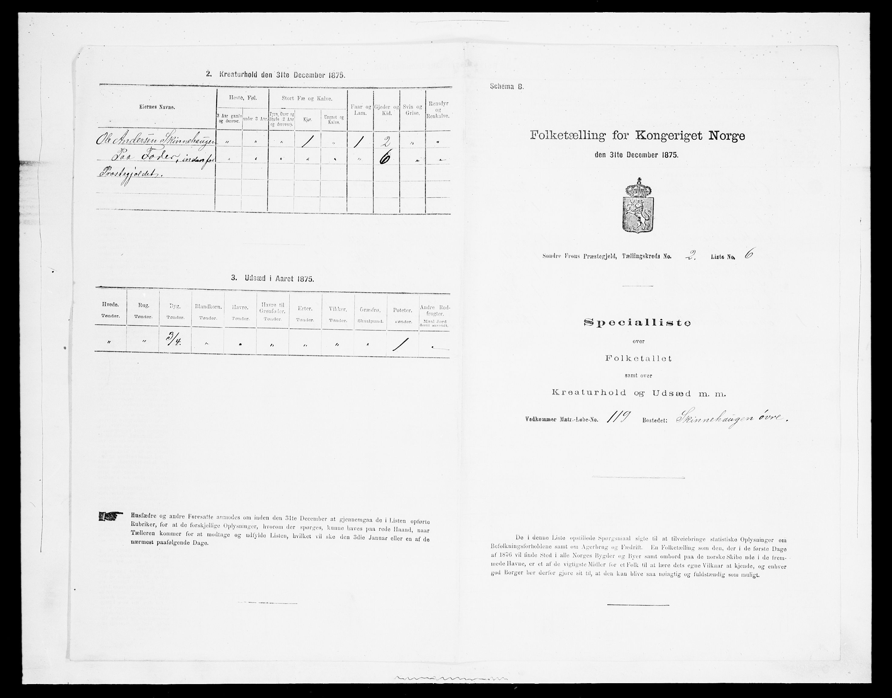 SAH, Folketelling 1875 for 0519P Sør-Fron prestegjeld, 1875, s. 249