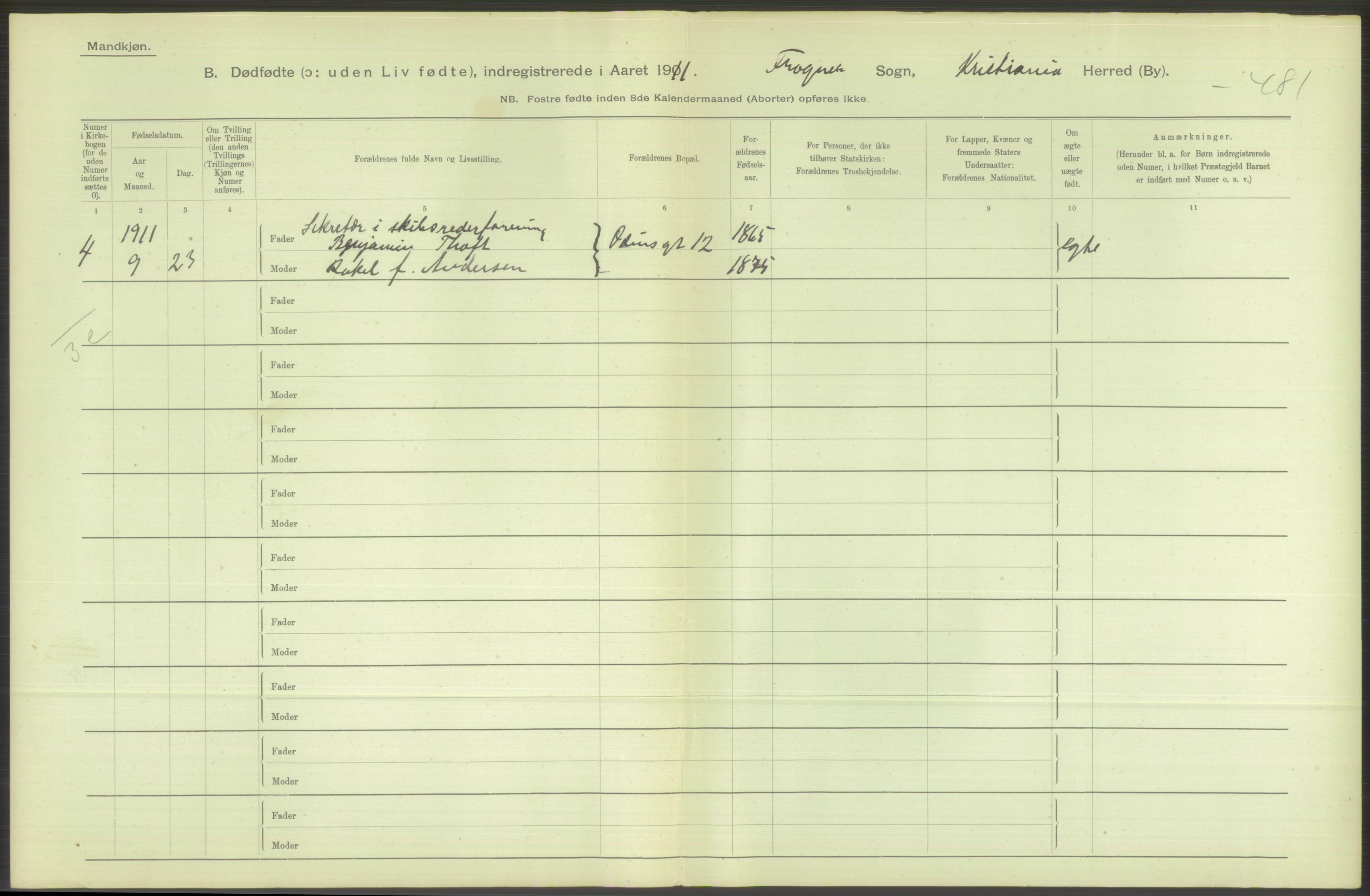 Statistisk sentralbyrå, Sosiodemografiske emner, Befolkning, AV/RA-S-2228/D/Df/Dfb/Dfba/L0010: Kristiania: Døde kvinner samt dødfødte., 1911, s. 92