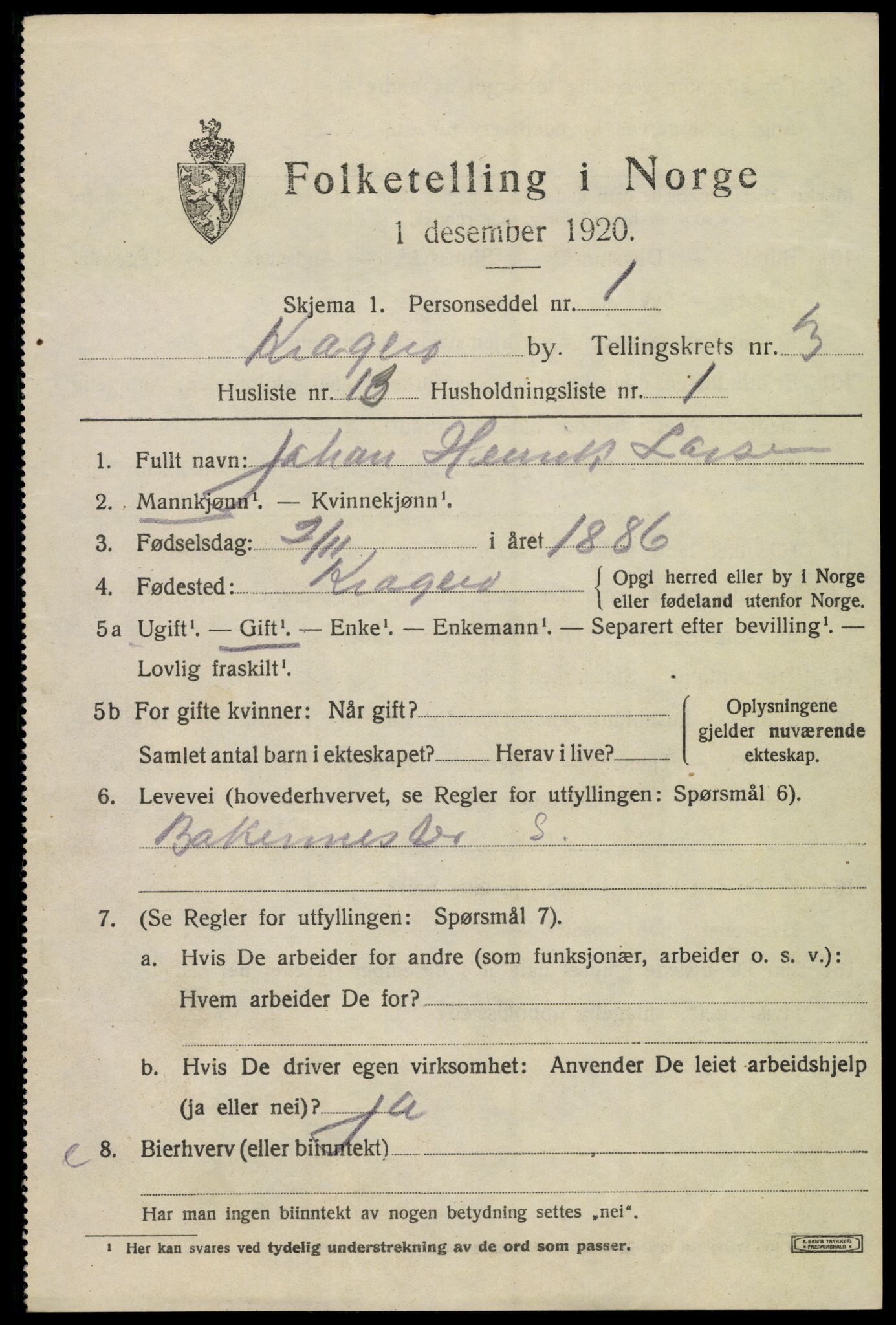 SAKO, Folketelling 1920 for 0801 Kragerø kjøpstad, 1920, s. 7231