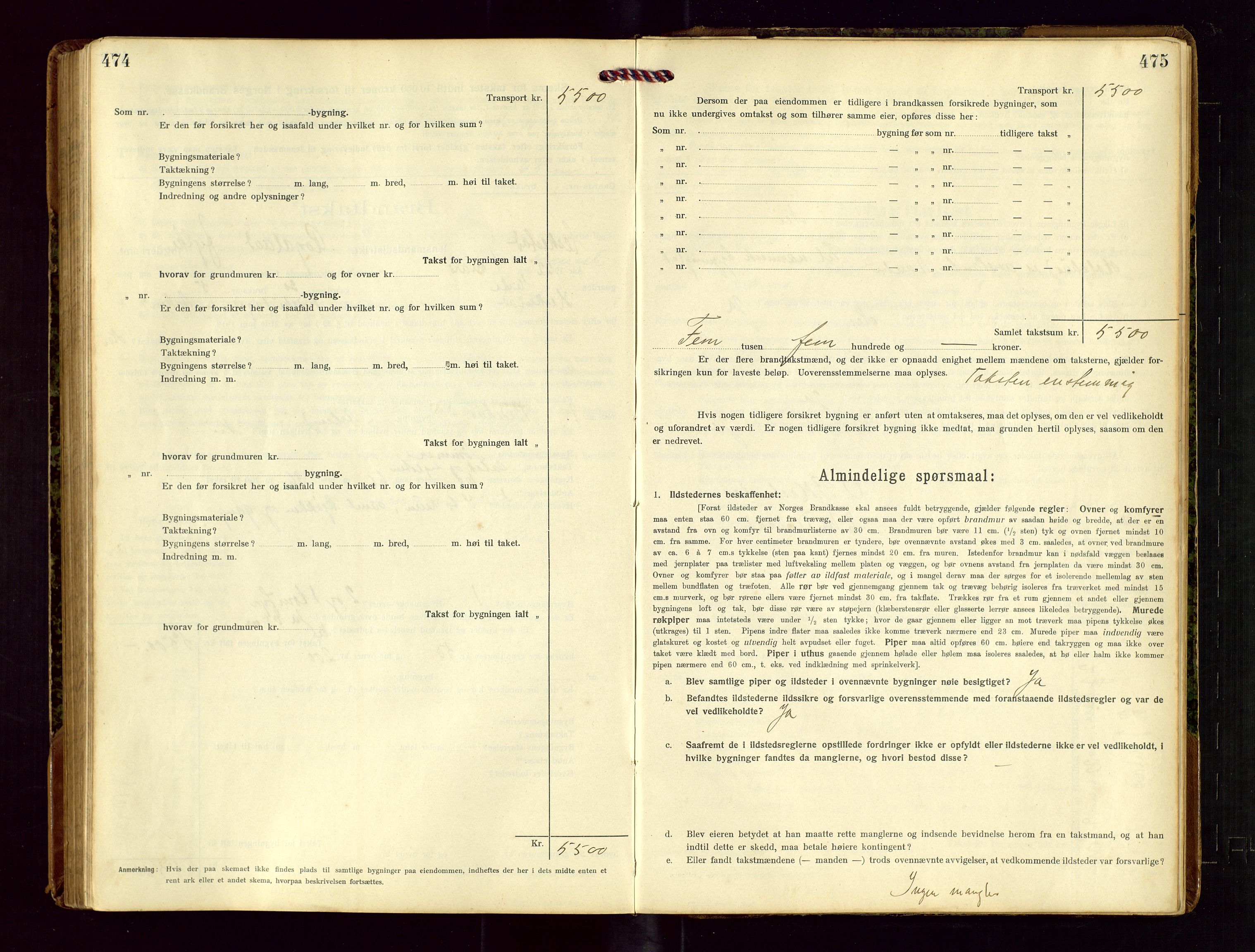 Heskestad lensmannskontor, SAST/A-100304/Gob/L0002: "Brandtakstprotokol", 1915-1922, s. 474-475