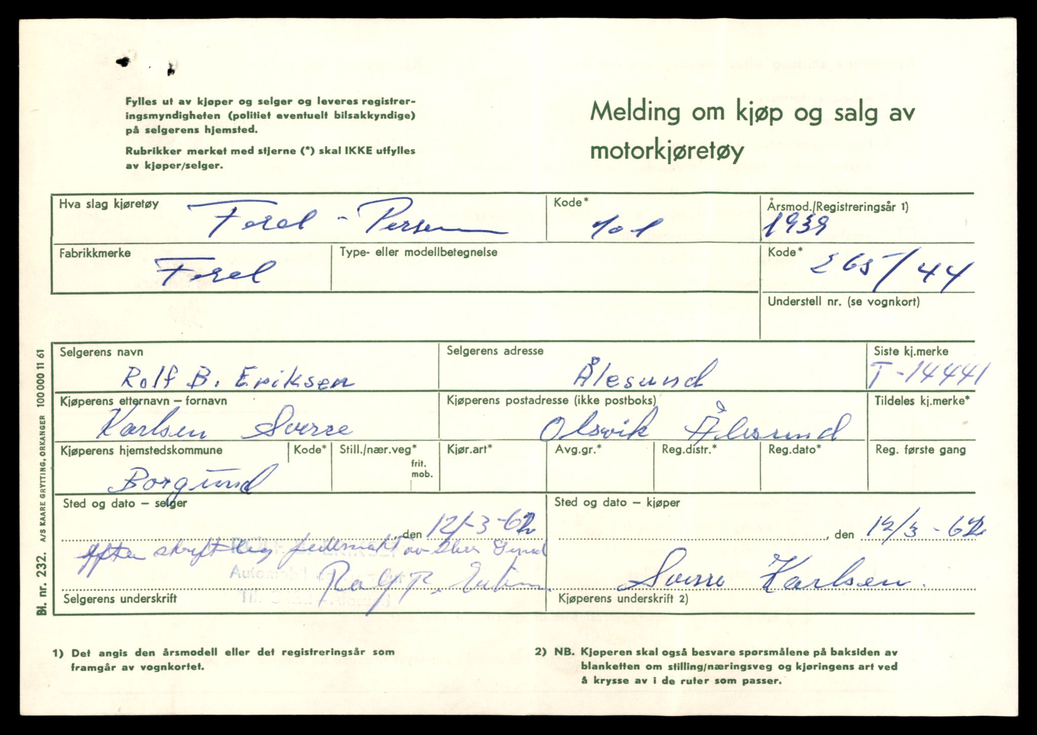 Møre og Romsdal vegkontor - Ålesund trafikkstasjon, AV/SAT-A-4099/F/Fe/L0045: Registreringskort for kjøretøy T 14320 - T 14444, 1927-1998, s. 3198