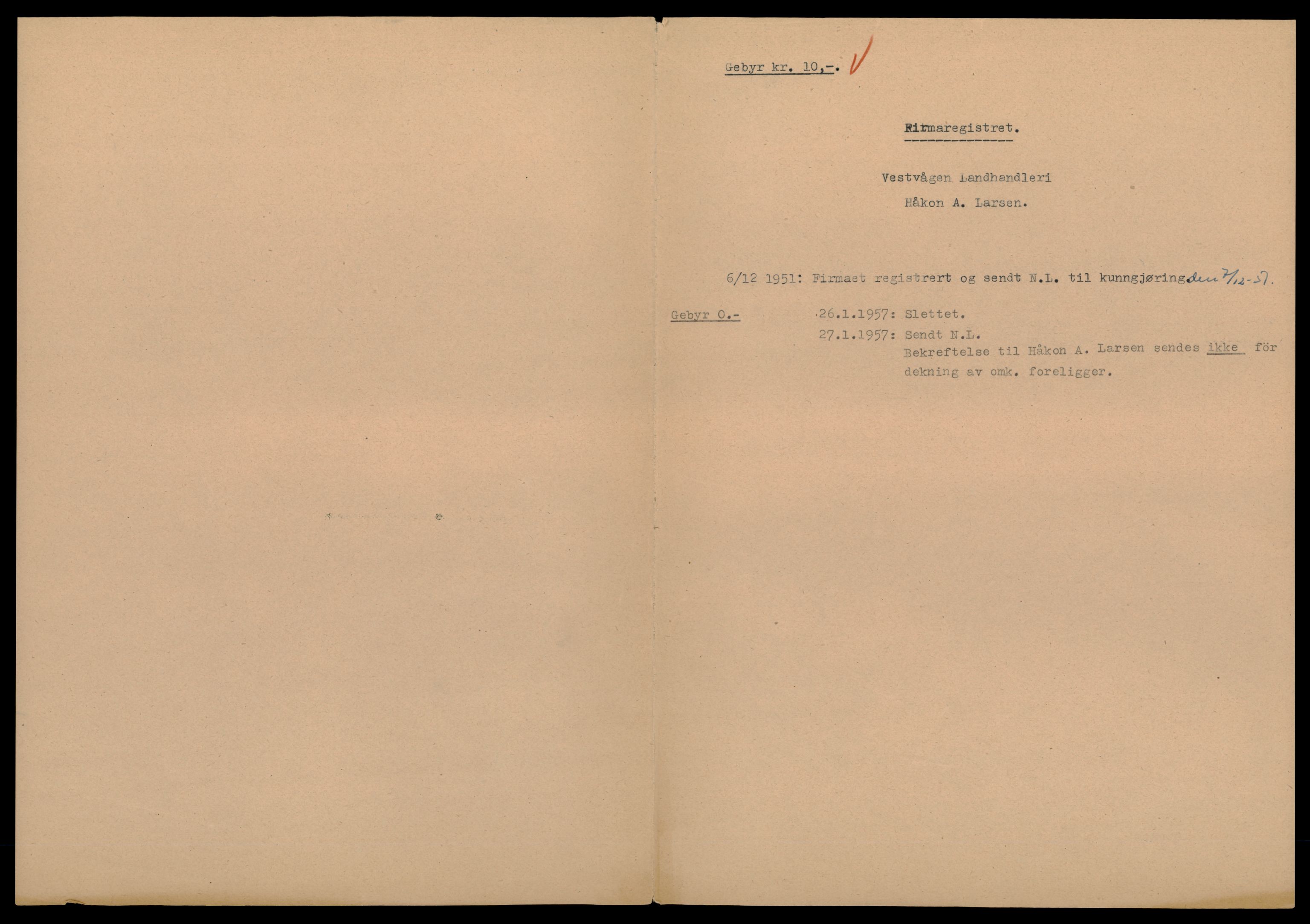 Alstahaug sorenskriveri, SAT/A-1009/2/J/Jc/Jcb/L0006: Enkeltmannsforetak, V-Å, 1944-1990, s. 1