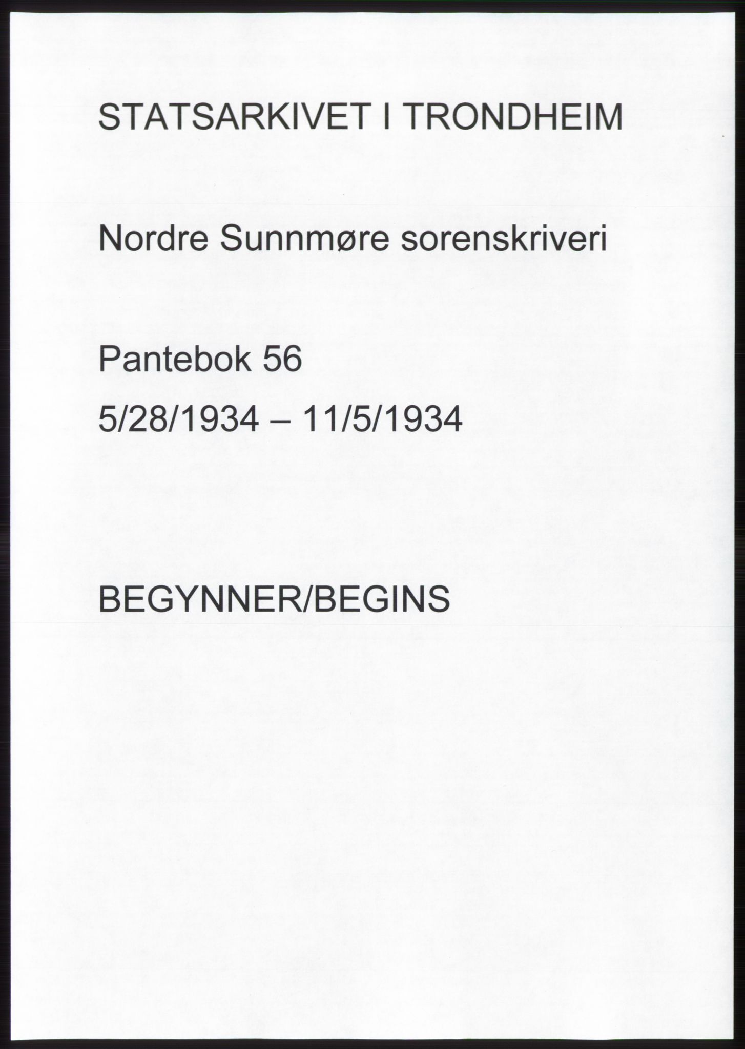 Nordre Sunnmøre sorenskriveri, AV/SAT-A-0006/1/2/2C/2Ca/L0056: Pantebok nr. 56, 1934-1934, Tingl.dato: 28.05.1934