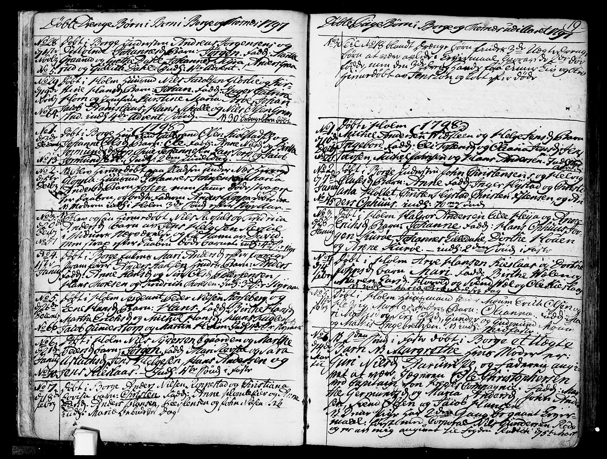 Borge prestekontor Kirkebøker, SAO/A-10903/F/Fa/L0002: Ministerialbok nr. I 2, 1791-1817, s. 19