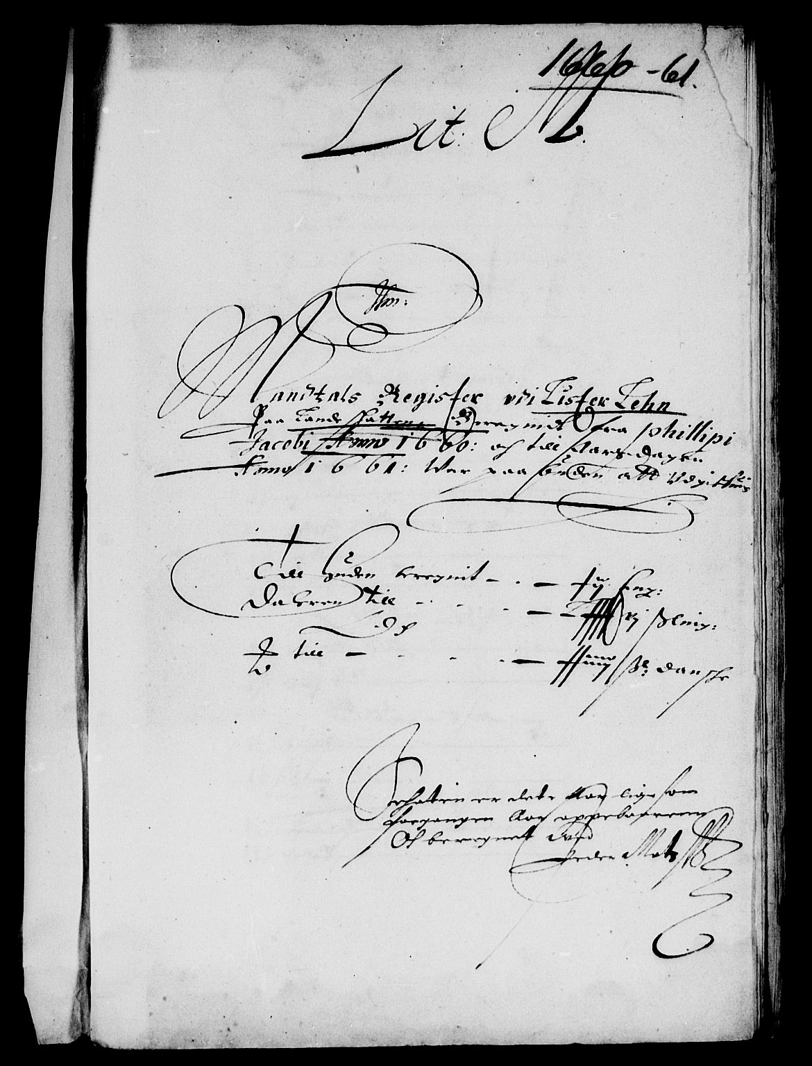 Rentekammeret inntil 1814, Reviderte regnskaper, Lensregnskaper, AV/RA-EA-5023/R/Rb/Rbr/L0023: Lista len, 1660-1661