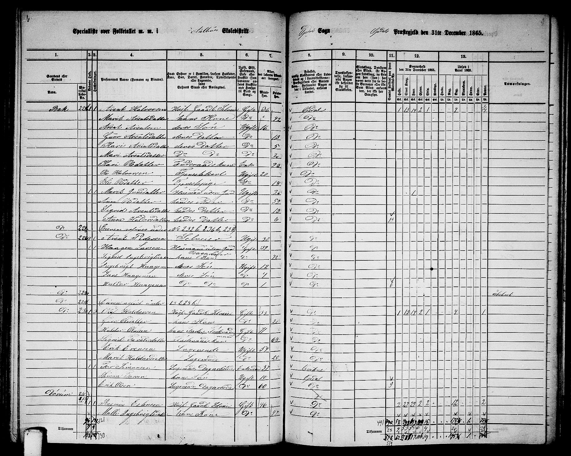 RA, Folketelling 1865 for 1634P Oppdal prestegjeld, 1865, s. 121