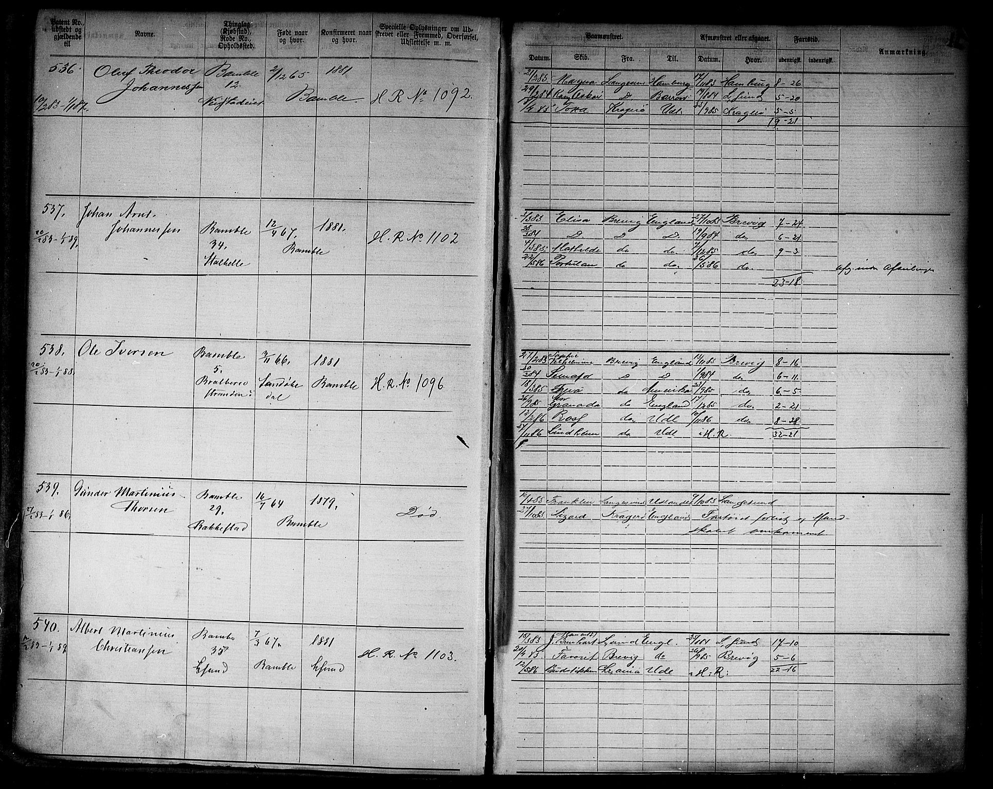 Langesund innrulleringskontor, AV/SAKO-A-831/F/Fb/L0004: Annotasjonsrulle, 1880-1911, s. 13