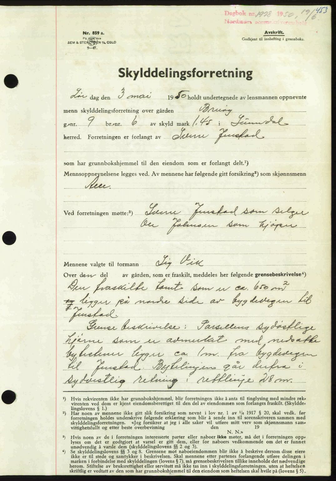 Nordmøre sorenskriveri, SAT/A-4132/1/2/2Ca: Pantebok nr. A115, 1950-1950, Dagboknr: 1928/1950