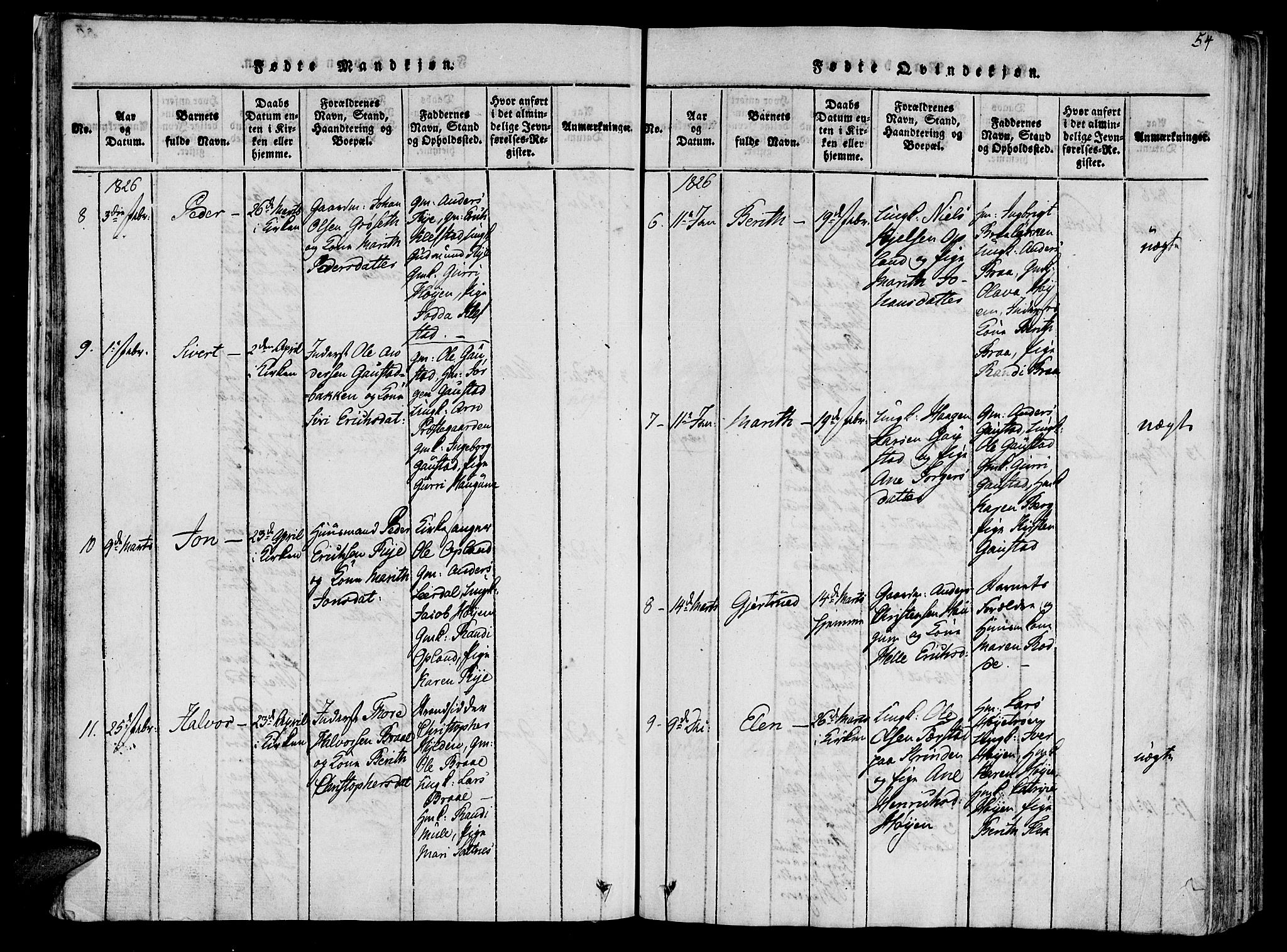 Ministerialprotokoller, klokkerbøker og fødselsregistre - Sør-Trøndelag, AV/SAT-A-1456/612/L0372: Ministerialbok nr. 612A06 /1, 1816-1828, s. 54