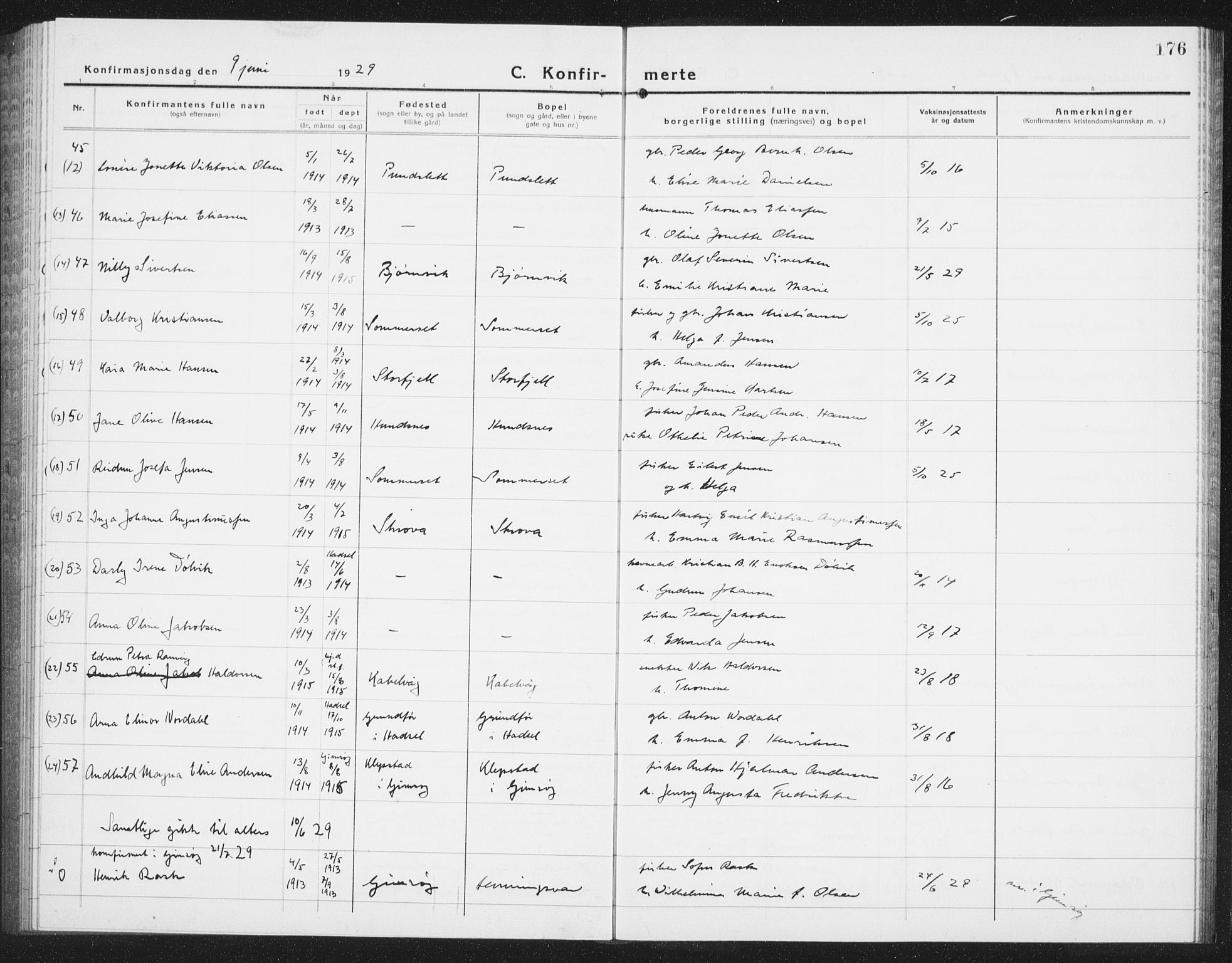 Ministerialprotokoller, klokkerbøker og fødselsregistre - Nordland, AV/SAT-A-1459/874/L1081: Klokkerbok nr. 874C10, 1925-1941, s. 176