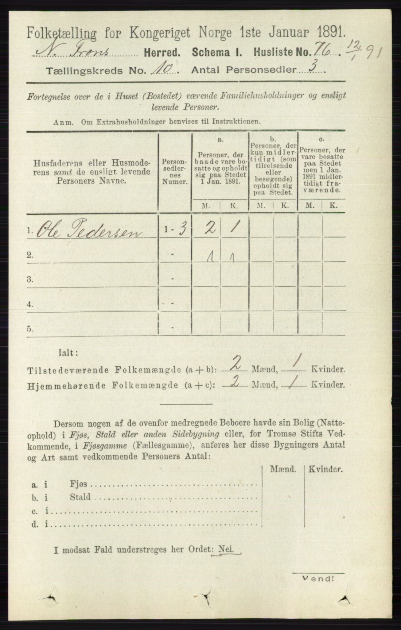 RA, Folketelling 1891 for 0518 Nord-Fron herred, 1891, s. 4378