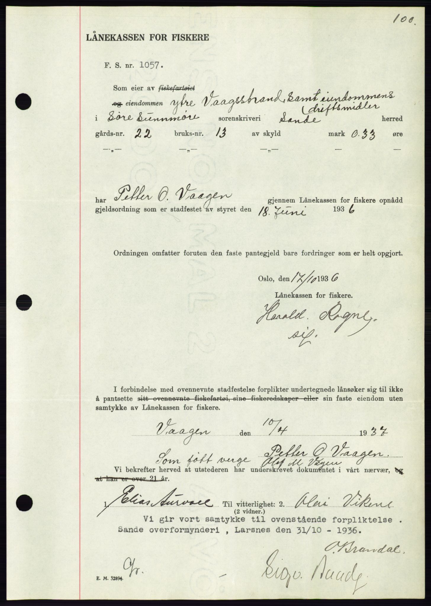 Søre Sunnmøre sorenskriveri, AV/SAT-A-4122/1/2/2C/L0063: Pantebok nr. 57, 1937-1937, Dagboknr: 686/1937