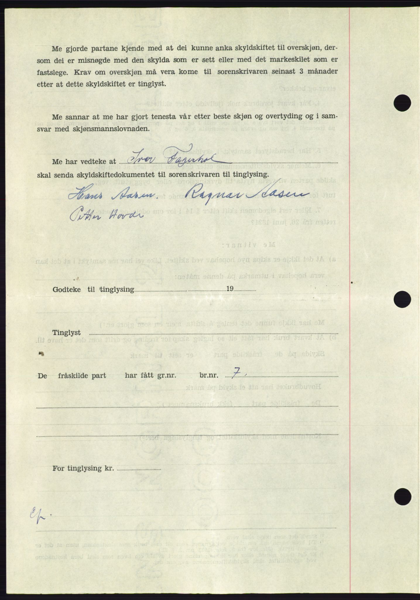 Søre Sunnmøre sorenskriveri, AV/SAT-A-4122/1/2/2C/L0099: Pantebok nr. 25A, 1954-1954, Dagboknr: 2781/1954