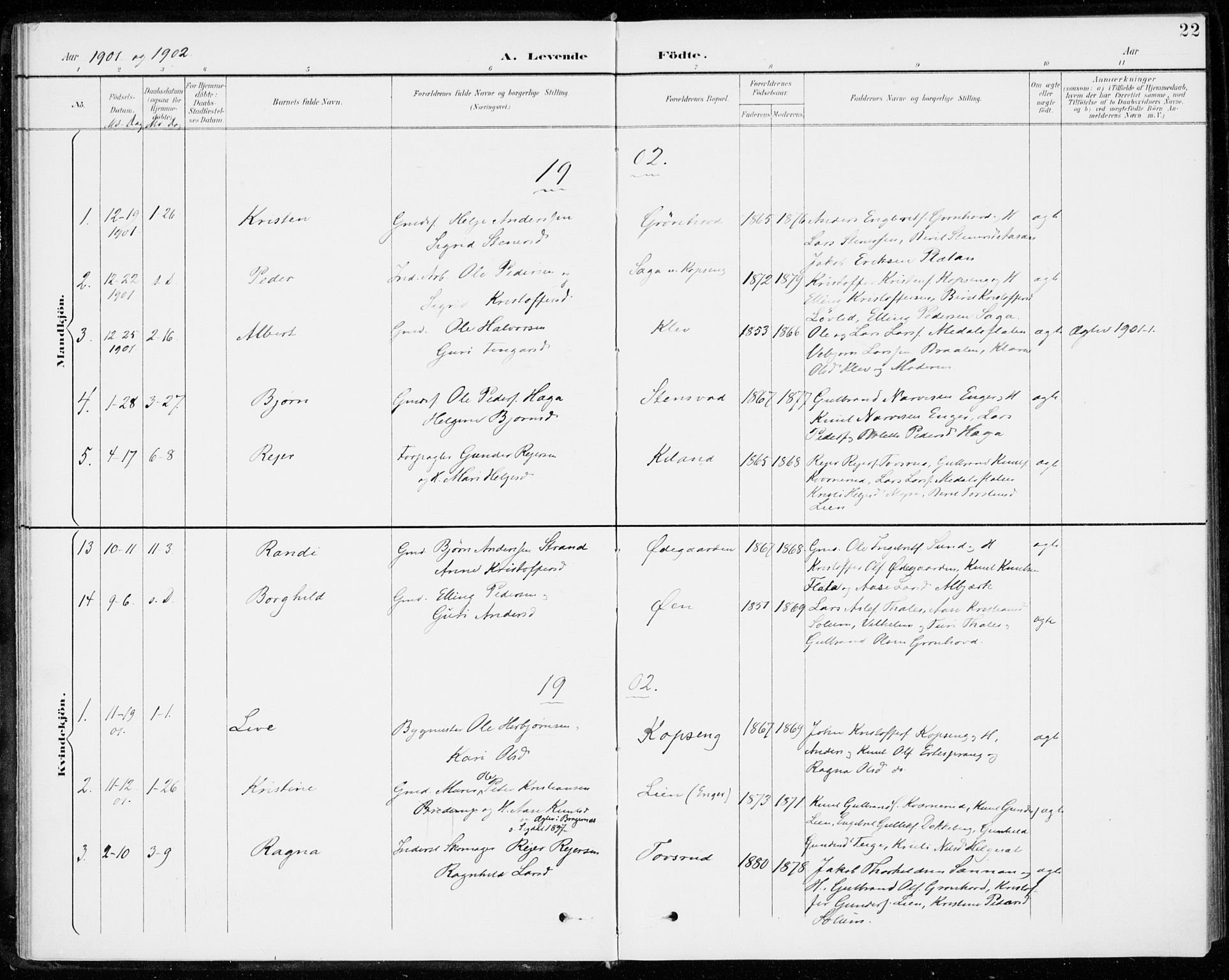 Sigdal kirkebøker, AV/SAKO-A-245/F/Fc/L0002: Ministerialbok nr. III 2, 1894-1911, s. 22
