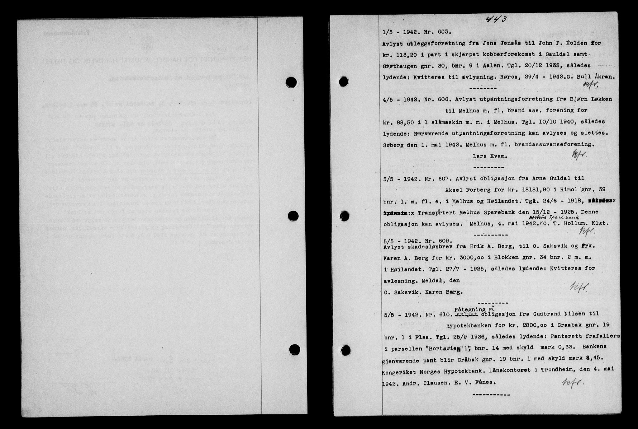 Gauldal sorenskriveri, SAT/A-0014/1/2/2C/L0054: Pantebok nr. 59, 1941-1942, Dagboknr: 603/1942