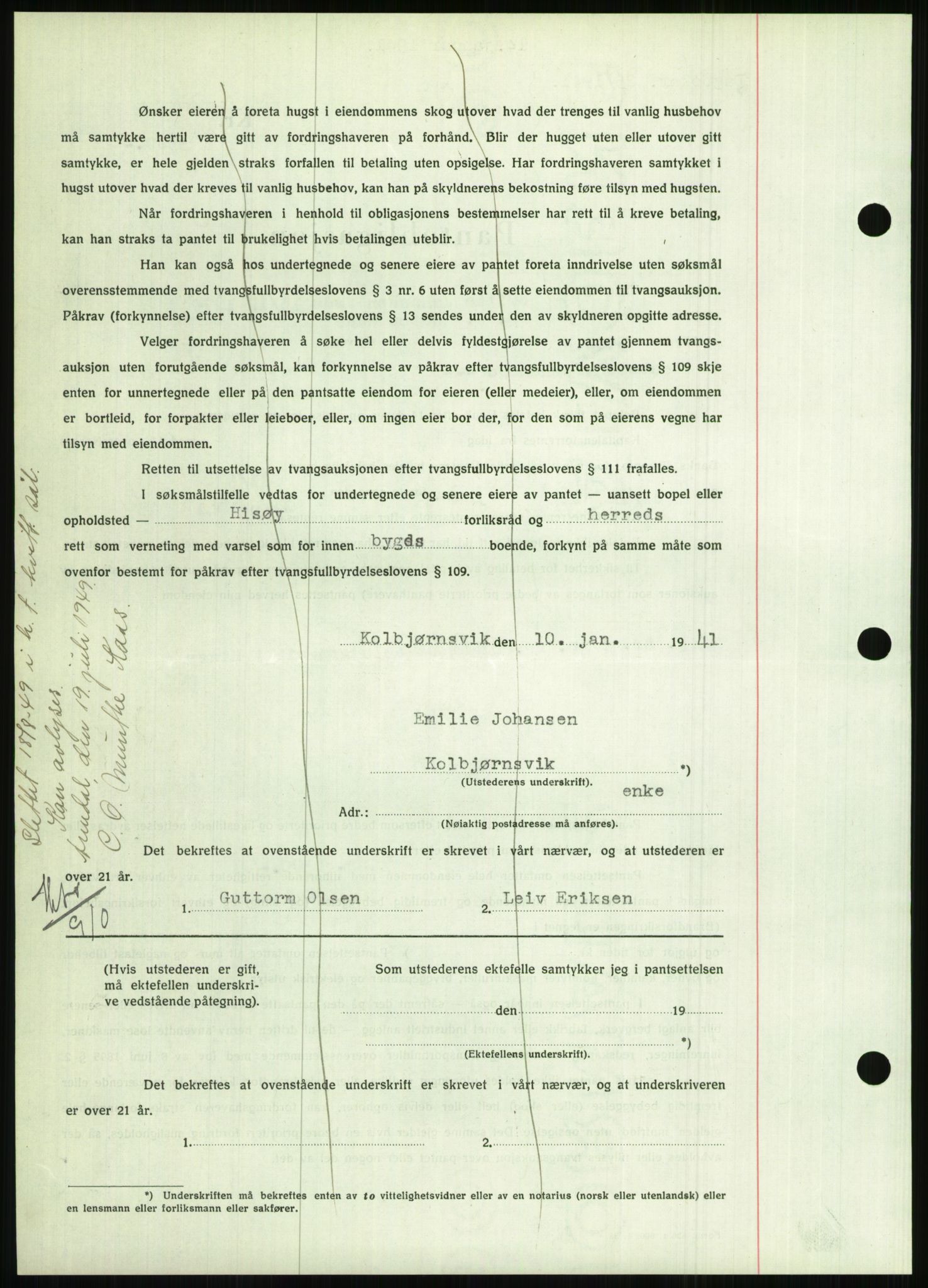 Nedenes sorenskriveri, SAK/1221-0006/G/Gb/Gbb/L0001: Pantebok nr. I, 1939-1942, Dagboknr: 25/1941