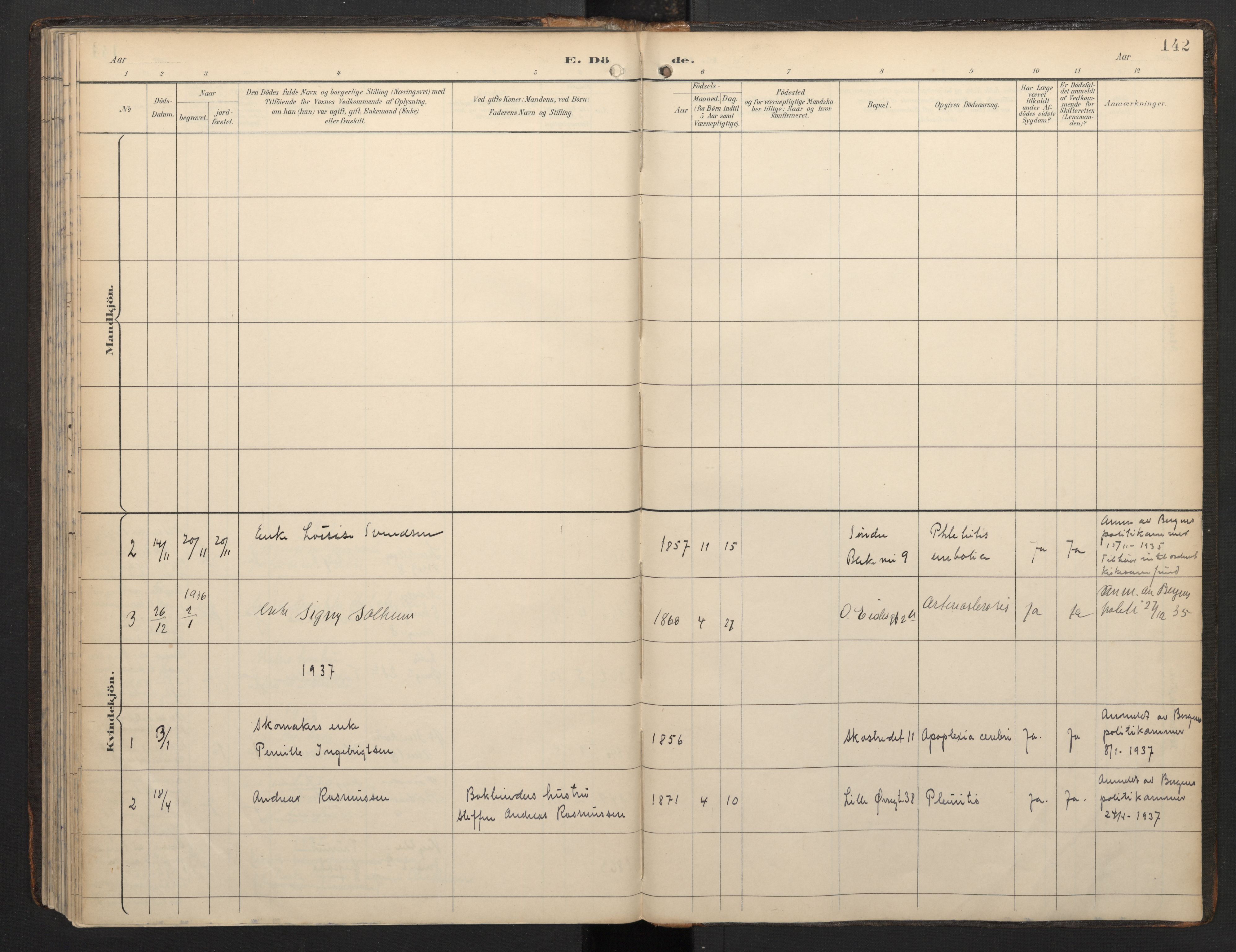 Korskirken sokneprestembete, AV/SAB-A-76101/H/Haa/L0053: Ministerialbok nr. G 3, 1892-1988, s. 141b-142a