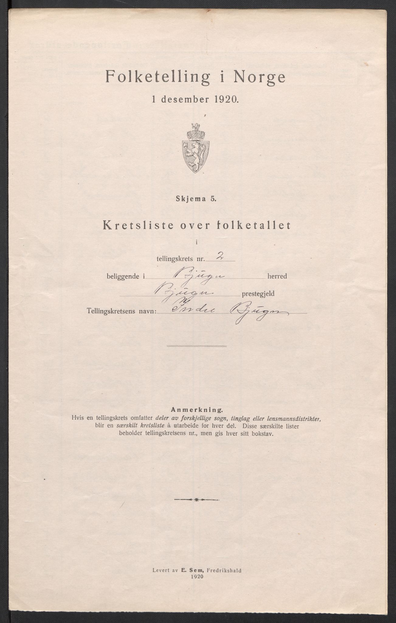 SAT, Folketelling 1920 for 1627 Bjugn herred, 1920, s. 9