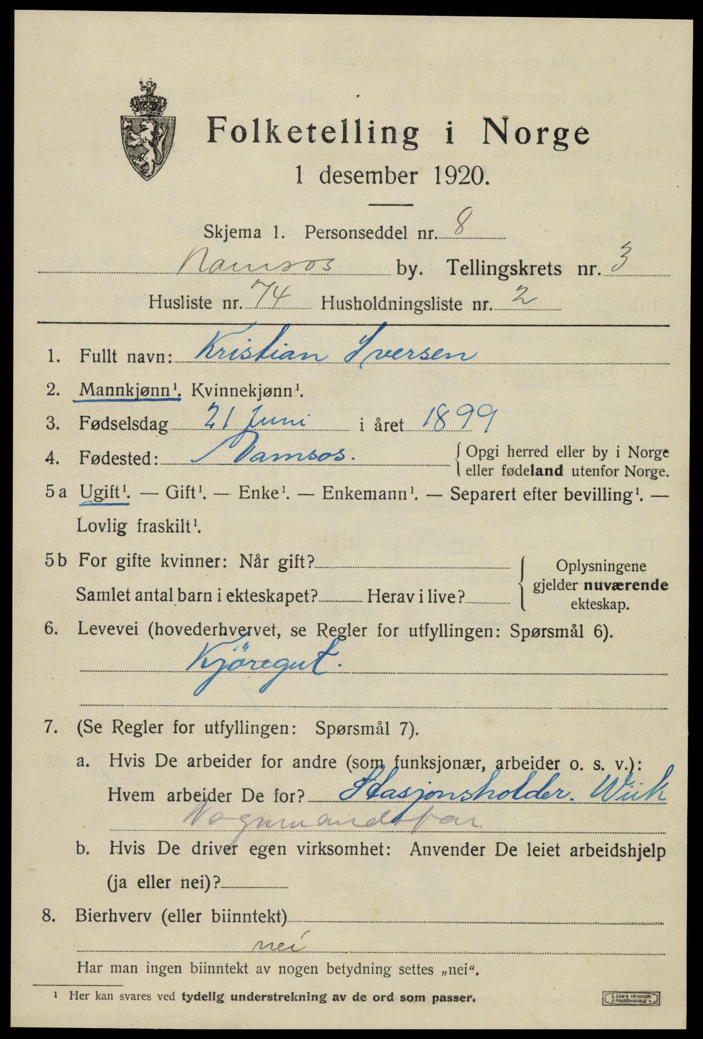 SAT, Folketelling 1920 for 1703 Namsos ladested, 1920, s. 4811