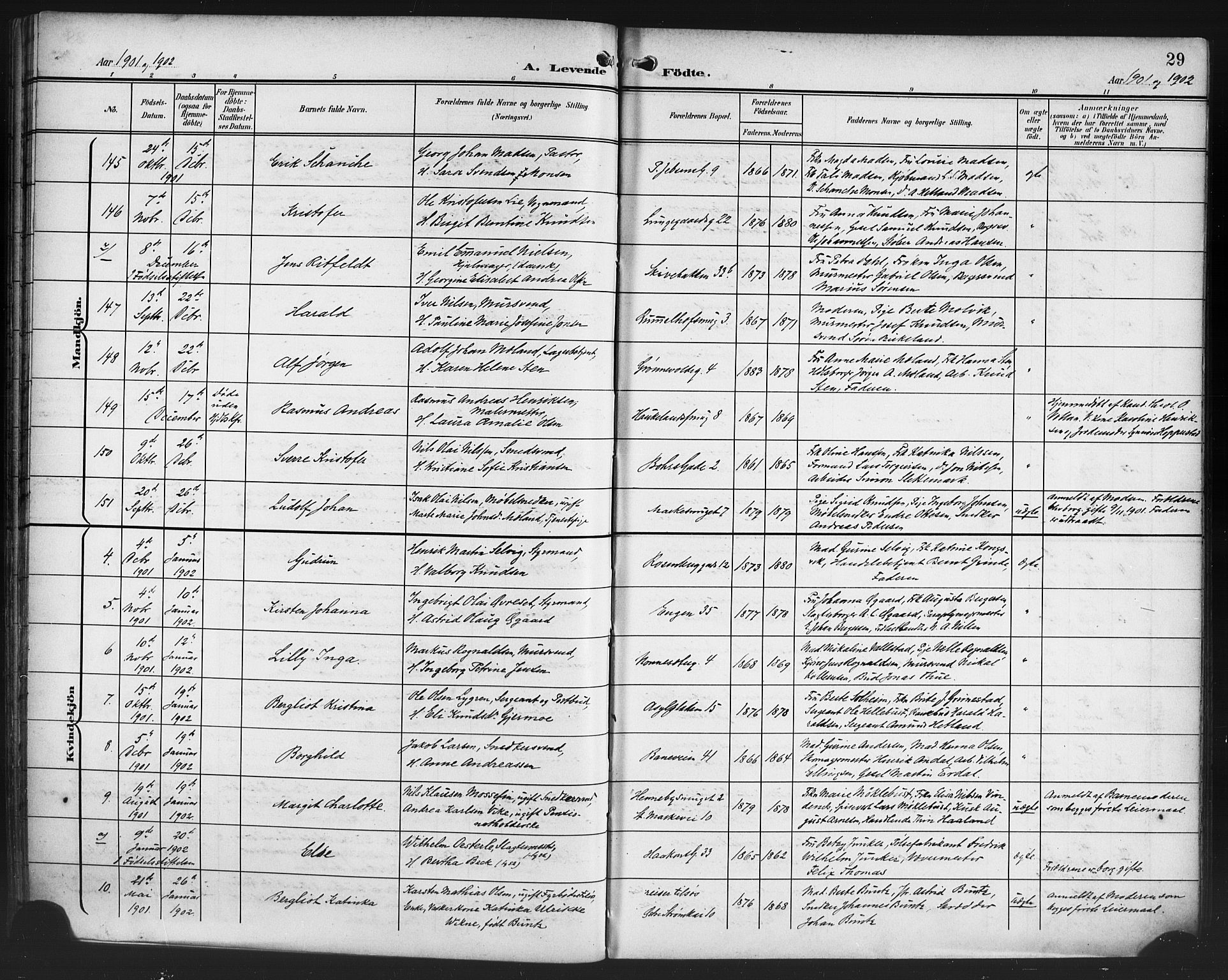 Domkirken sokneprestembete, SAB/A-74801/H/Hab/L0017: Klokkerbok nr. B 10, 1900-1915, s. 29
