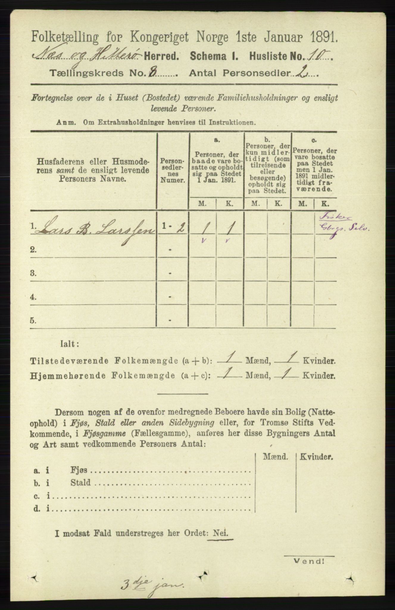 RA, Folketelling 1891 for 1043 Hidra og Nes herred, 1891, s. 3243