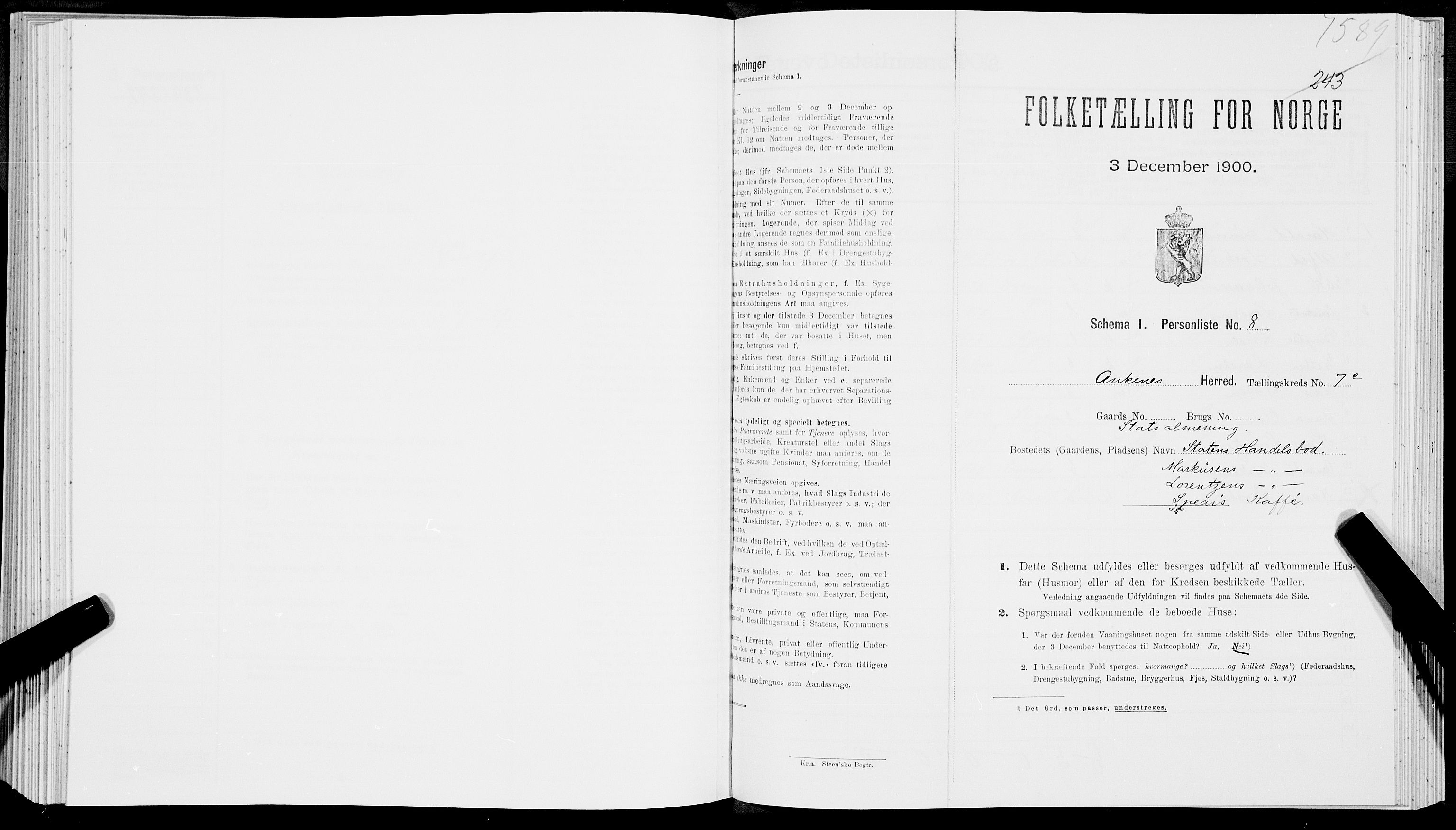 SAT, Folketelling 1900 for 1855 Ankenes herred, 1900, s. 529