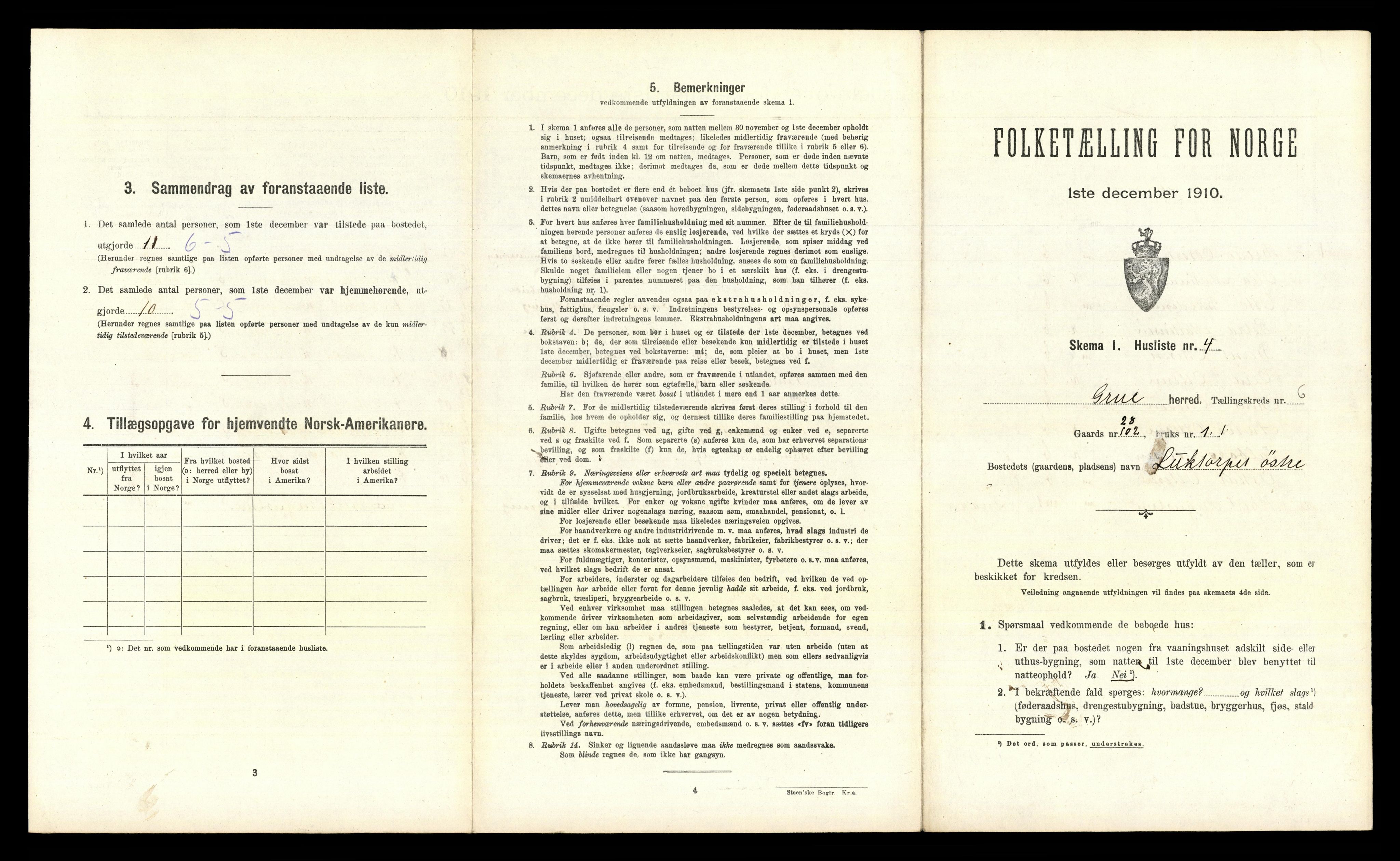 RA, Folketelling 1910 for 0423 Grue herred, 1910, s. 1075