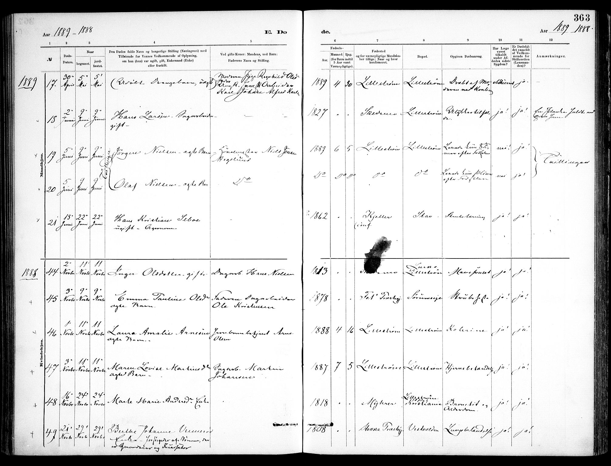 Skedsmo prestekontor Kirkebøker, AV/SAO-A-10033a/F/Fa/L0013: Ministerialbok nr. I 13, 1883-1891, s. 363