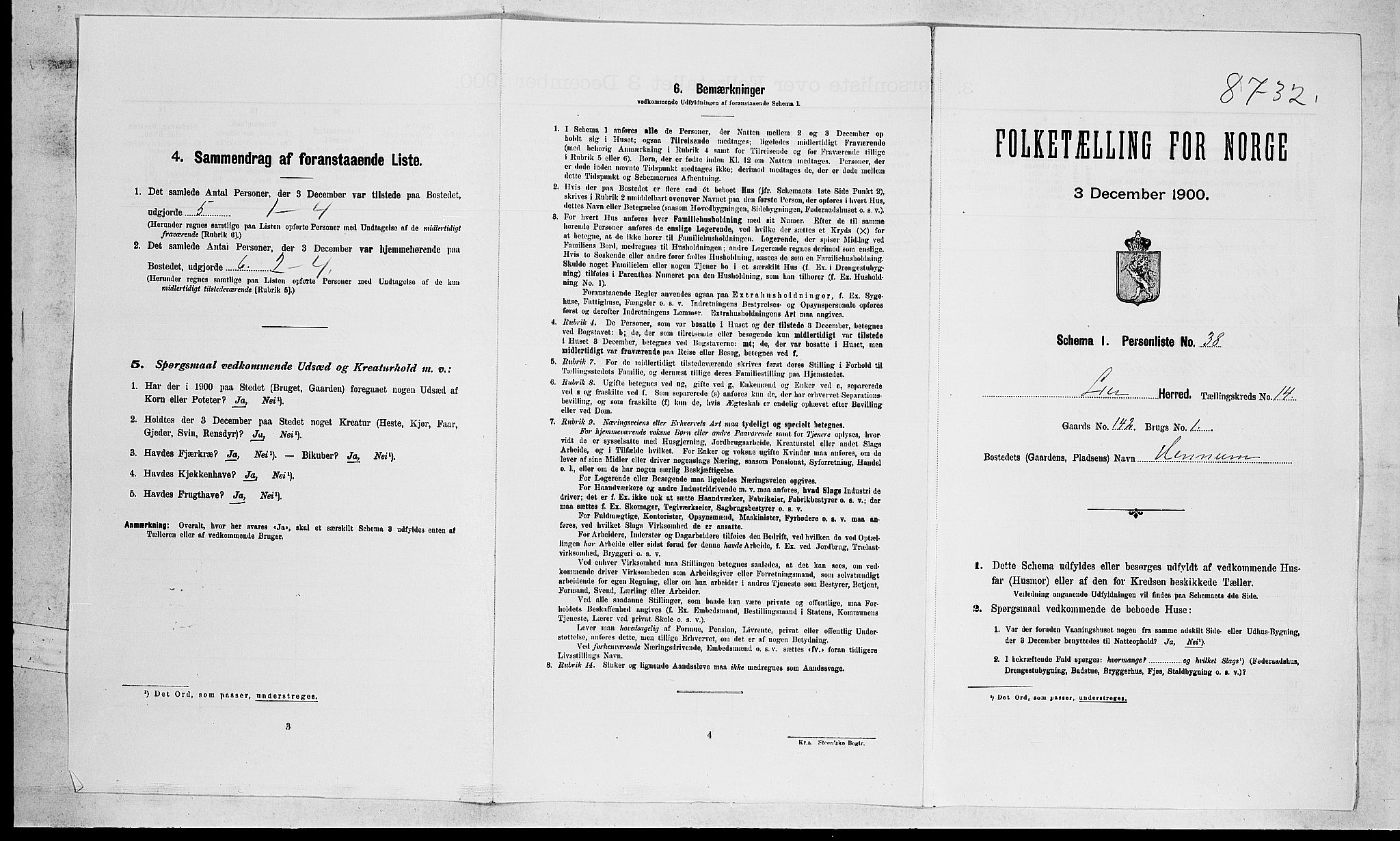 RA, Folketelling 1900 for 0626 Lier herred, 1900, s. 2342