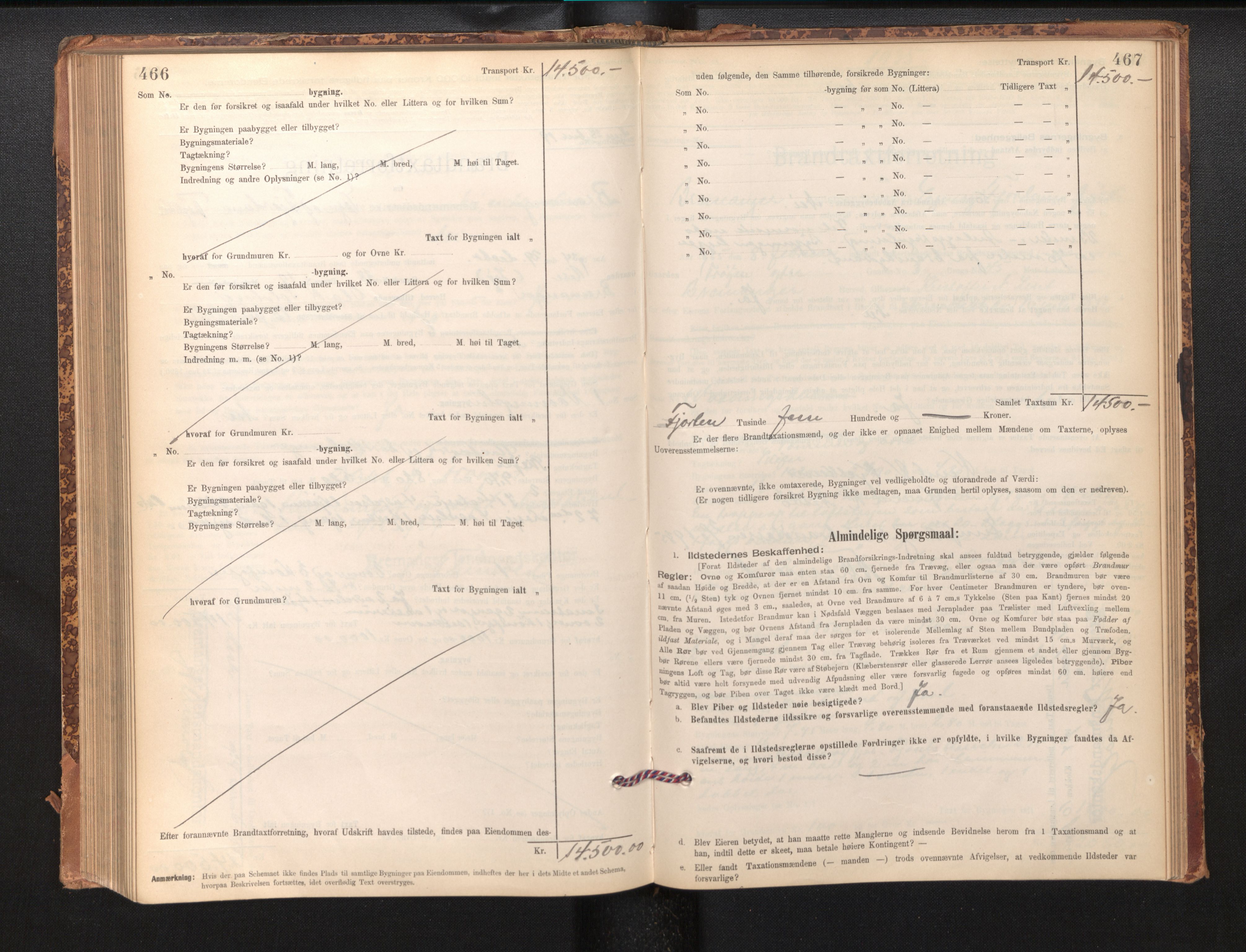 Lensmannen i Bremanger, SAB/A-26701/0012/L0007: Branntakstprotokoll, skjematakst, 1895-1936, s. 466-467