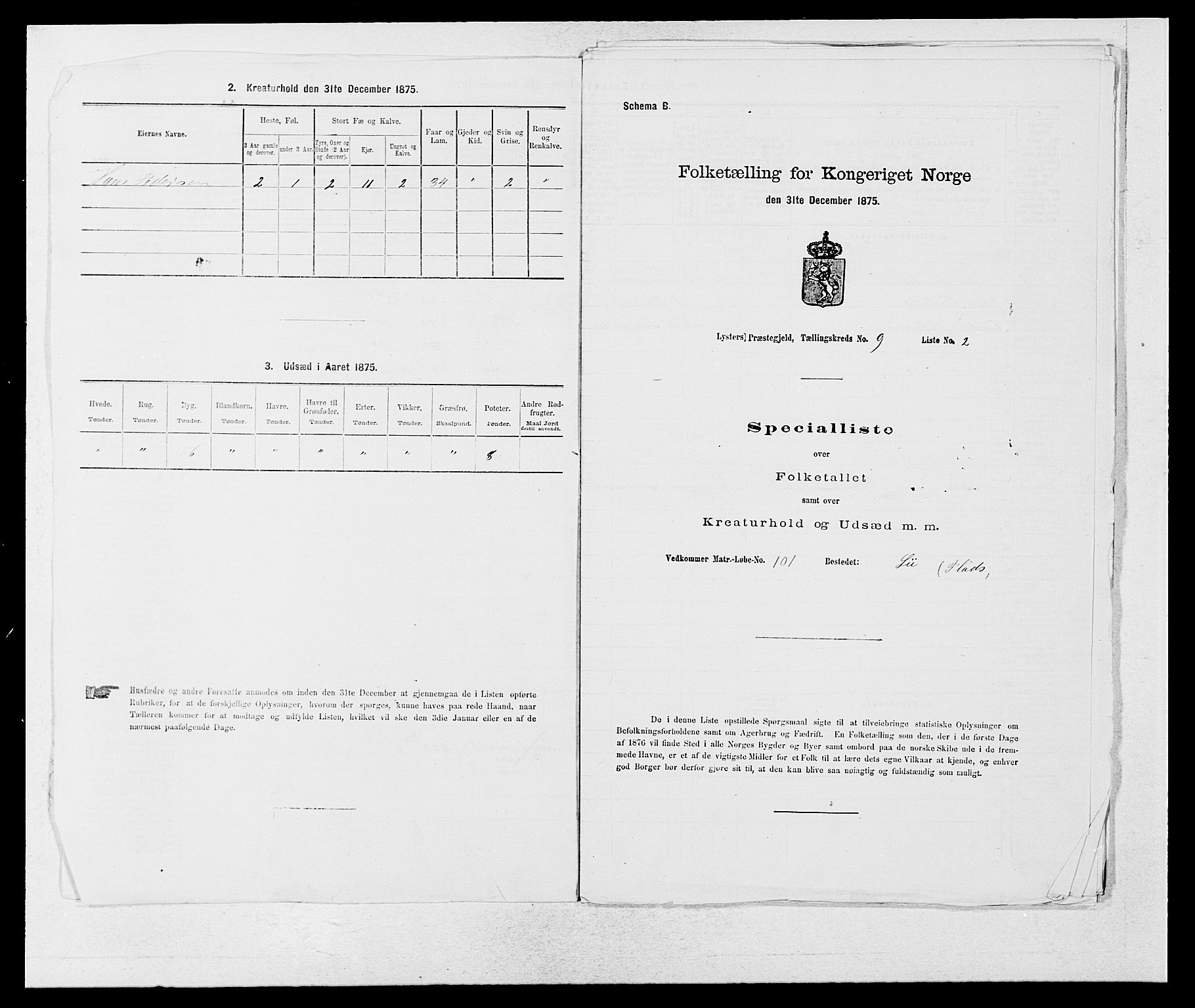 SAB, Folketelling 1875 for 1426P Luster prestegjeld, 1875, s. 1415