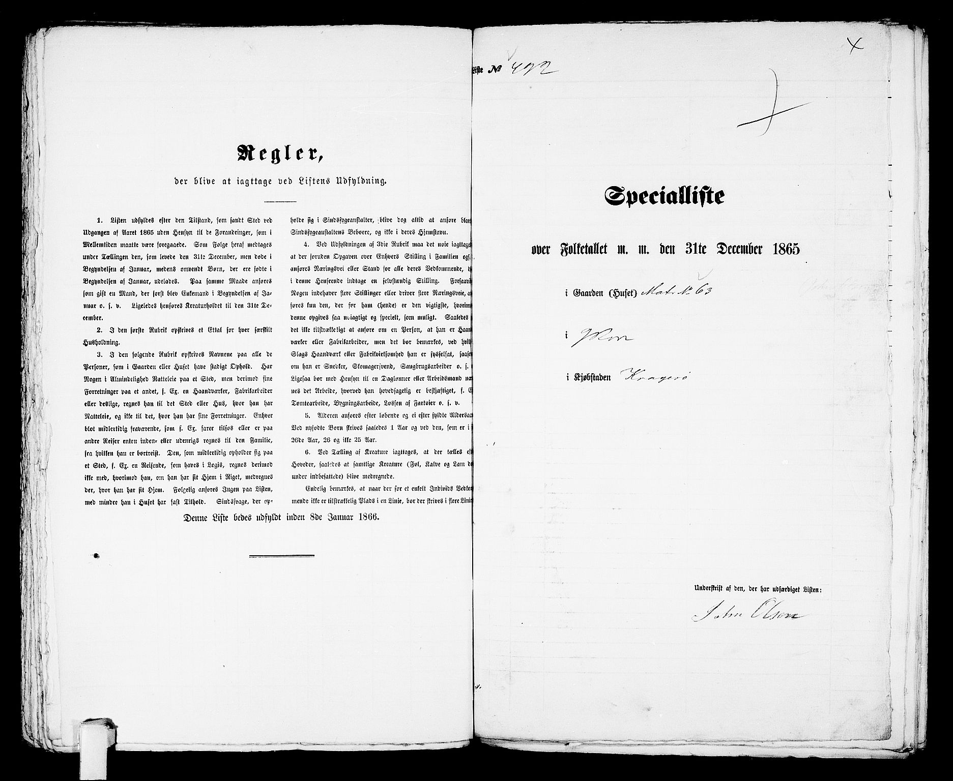 RA, Folketelling 1865 for 0801B Kragerø prestegjeld, Kragerø kjøpstad, 1865, s. 1000