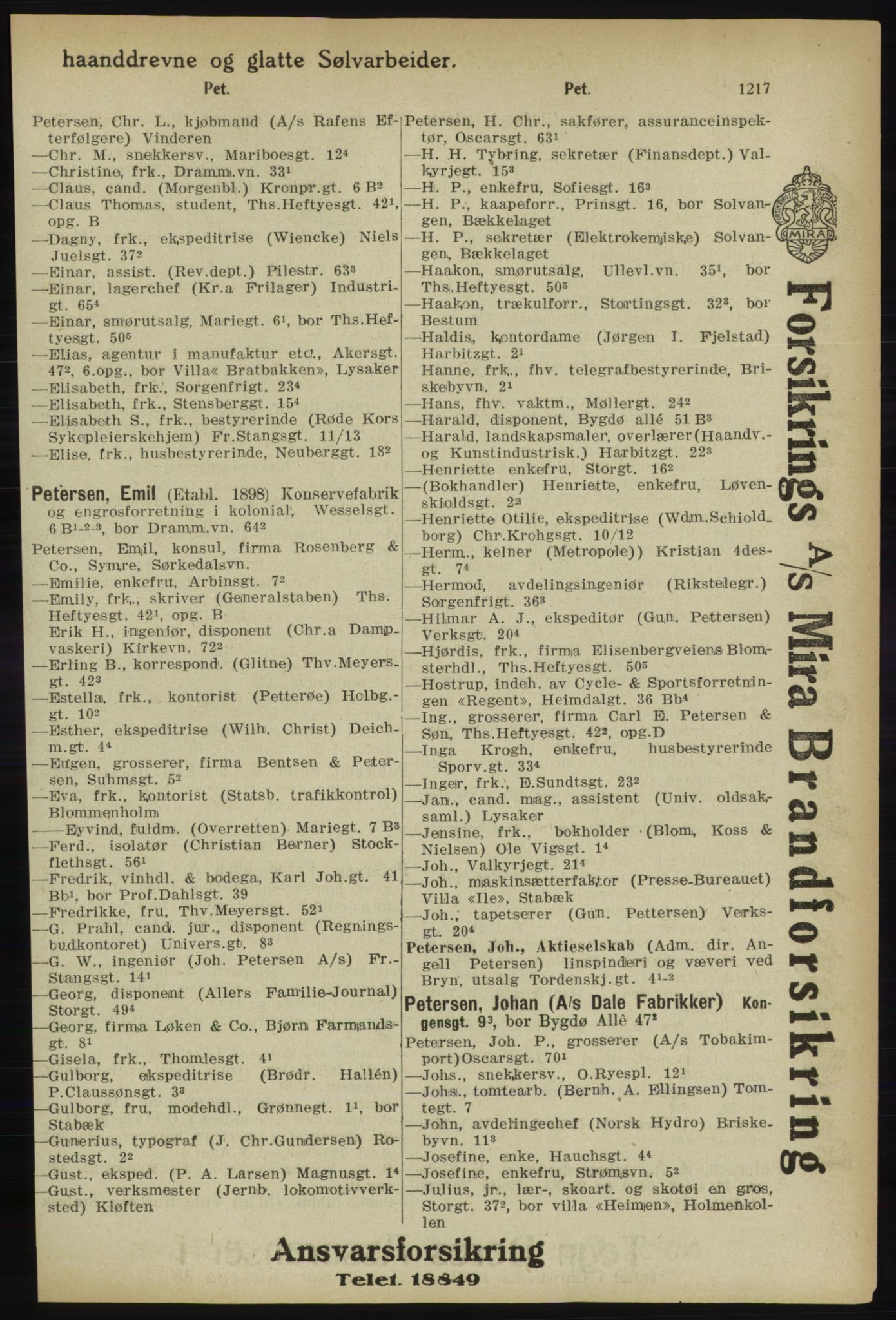Kristiania/Oslo adressebok, PUBL/-, 1918, s. 1242