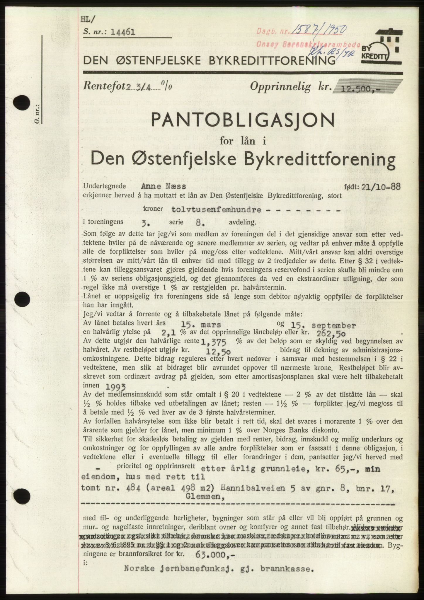 Onsøy sorenskriveri, SAO/A-10474/G/Ga/Gac/L0010: Pantebok nr. B 18-10, 1950-1950, Dagboknr: 1587/1950