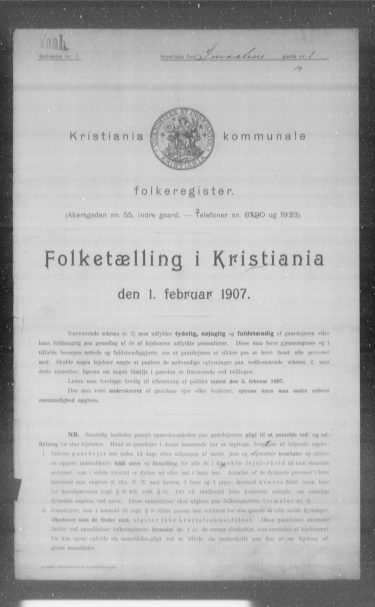 OBA, Kommunal folketelling 1.2.1907 for Kristiania kjøpstad, 1907, s. 49873